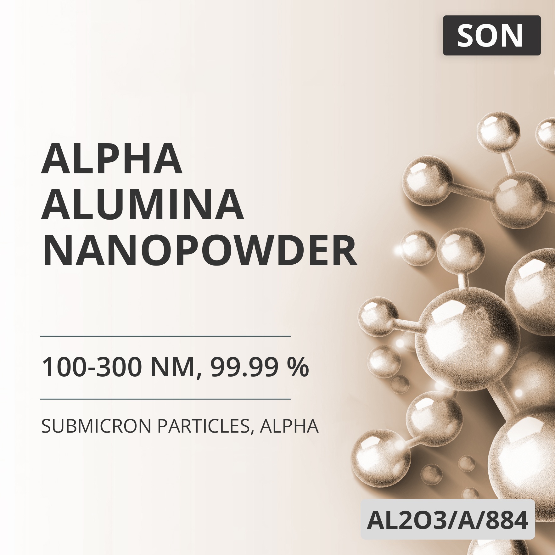 Alpha Alumina Nanopowder, 100-300 nm, 99.99 %, Alpha (AL2O3/A/884)