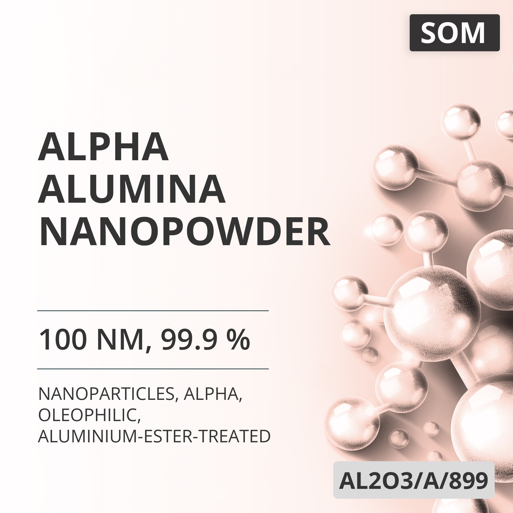 Alpha Alumina Nanopowder, 100 nm, 99.9 %, Alpha, Oleophilic, Aluminium-Ester-Treated (AL2O3/A/899)