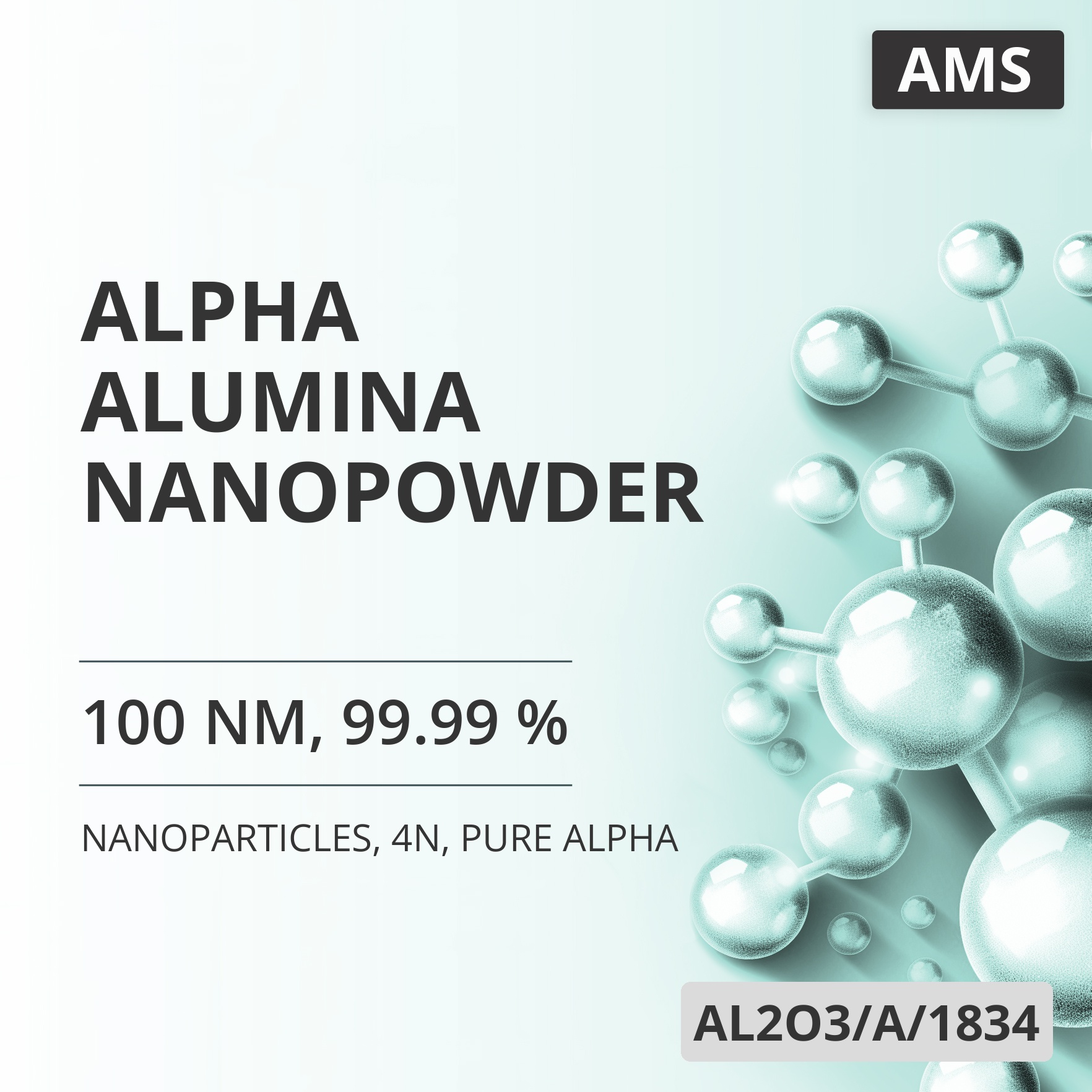 Alpha Alumina Nanopowder, 100 nm, 99.99 %, 4N, Pure Alpha (AL2O3/A/1834)