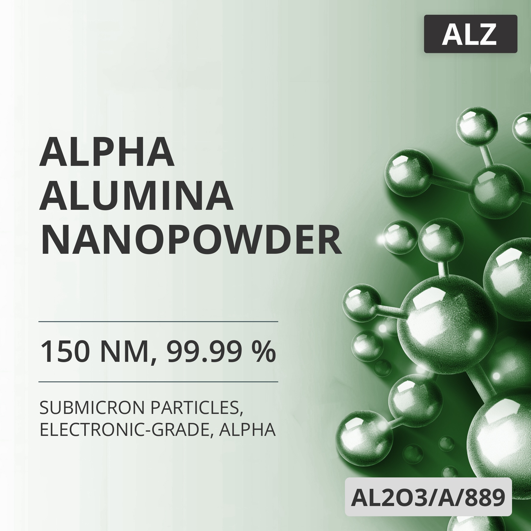 Alpha Alumina Nanopowder, 150 nm, 99.99 %, Electronic-Grade, Alpha (AL2O3/A/889)
