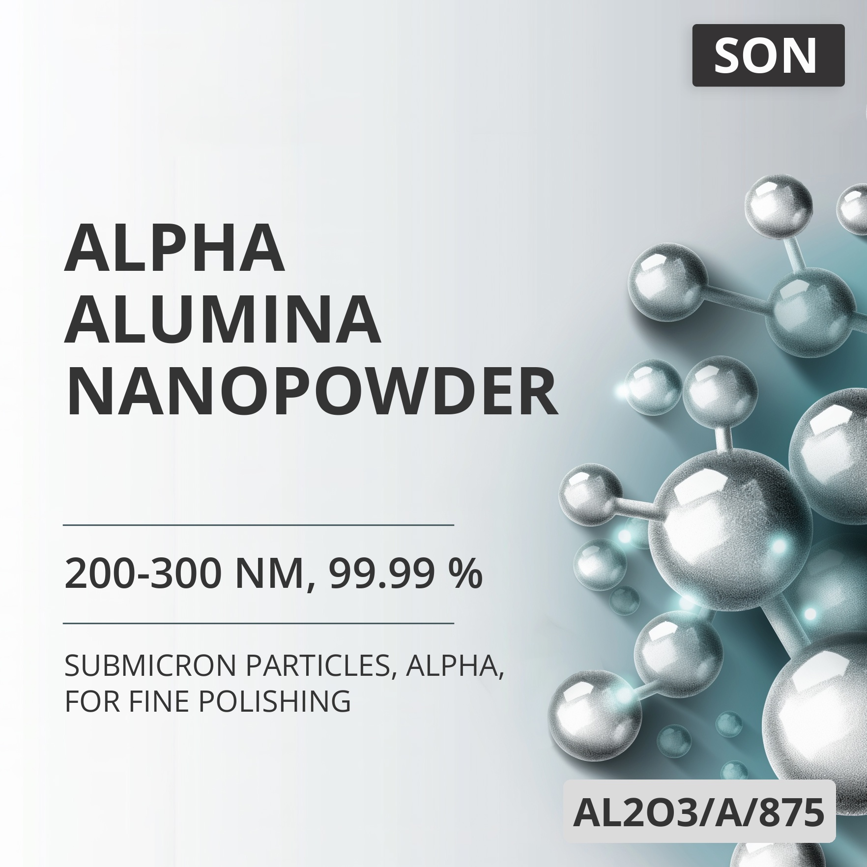 Alpha Alumina Nanopowder, 200-300 nm, 99.99 %, Alpha, for Fine Polishing (AL2O3/A/875)