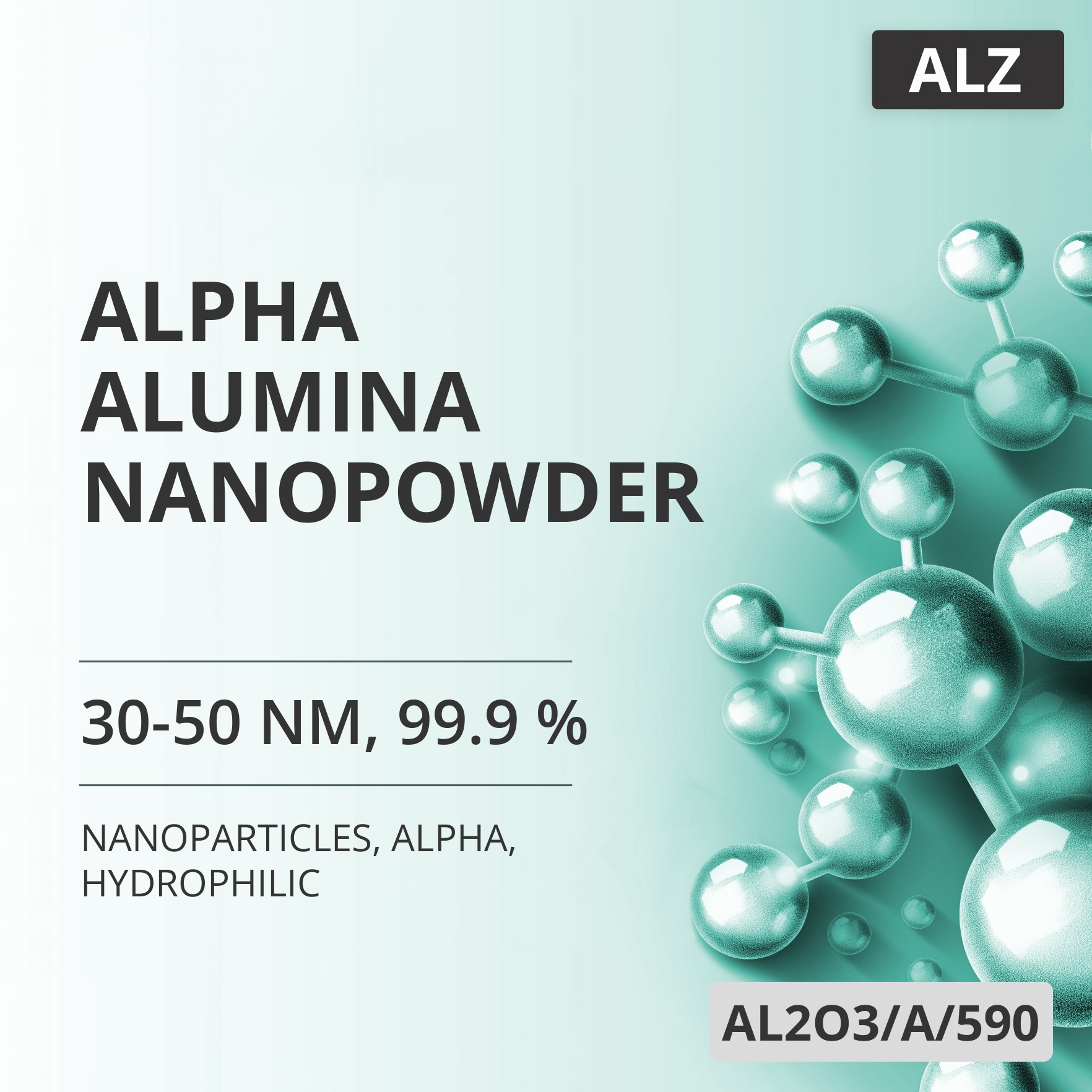Alpha Alumina Nanopowder, 30-50 nm, 99.9 %, Alpha, Hydrophilic (AL2O3/A/590)