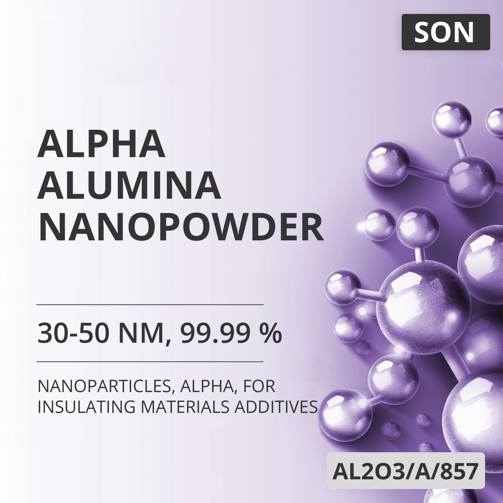Alpha Alumina Nanopowder, 30-50 nm, 99.99 %, Alpha, for Insulating Materials Additives (AL2O3/A/857)
