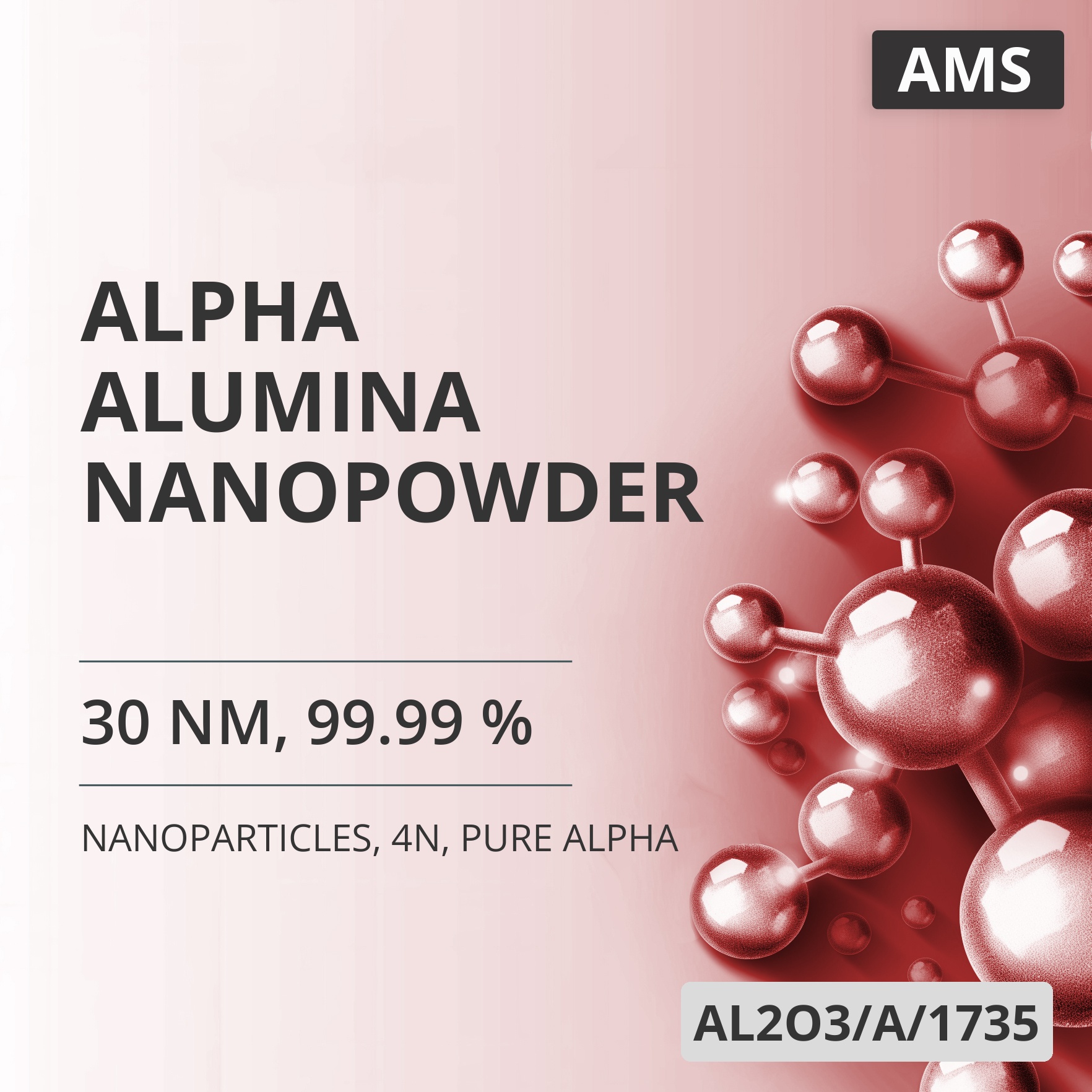 Alpha Alumina Nanopowder, 30 nm, 99.99 %, 4N, Pure Alpha (AL2O3/A/1735)
