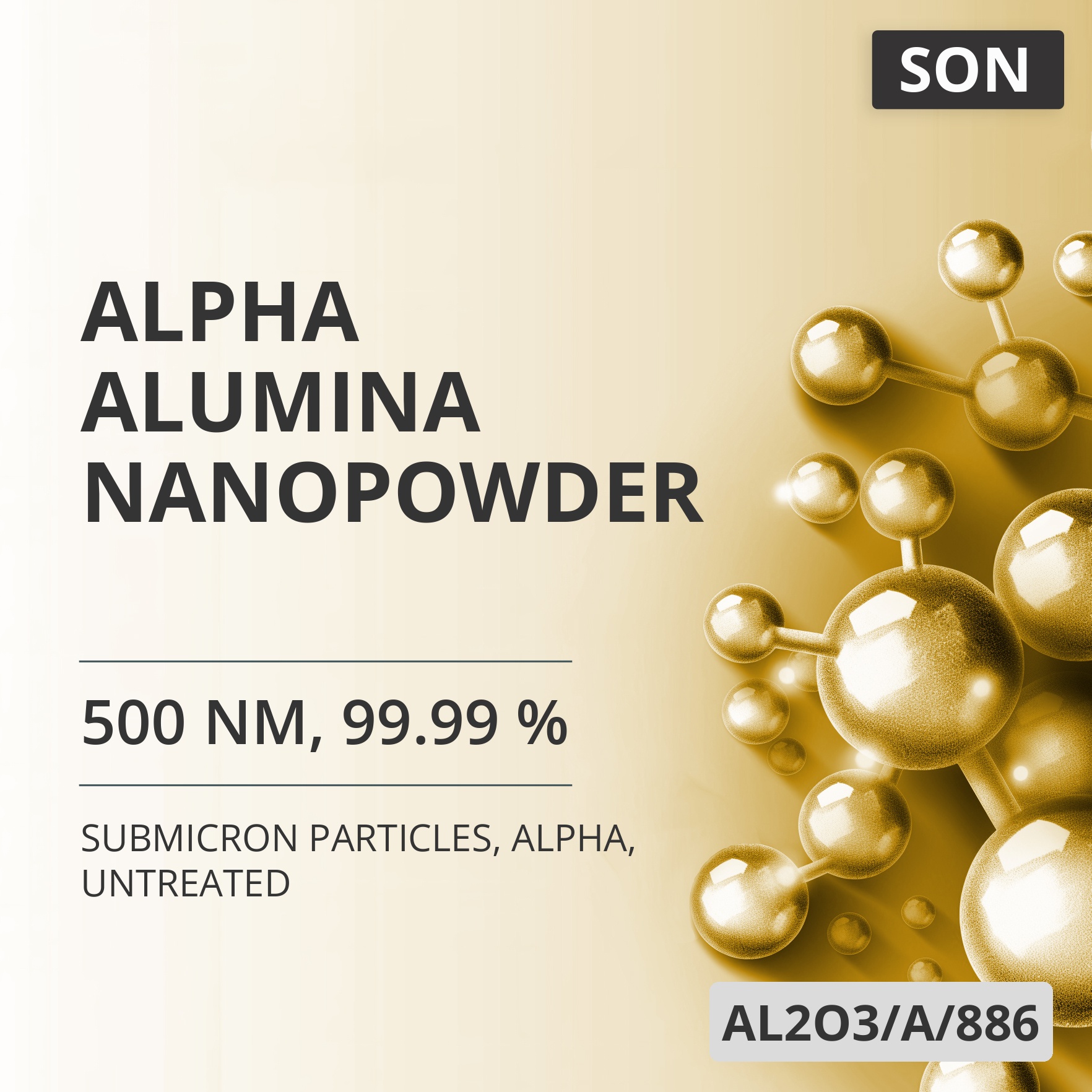 Alpha Alumina Nanopowder, 500 nm, 99.99 %, Alpha, Untreated (AL2O3/A/886)