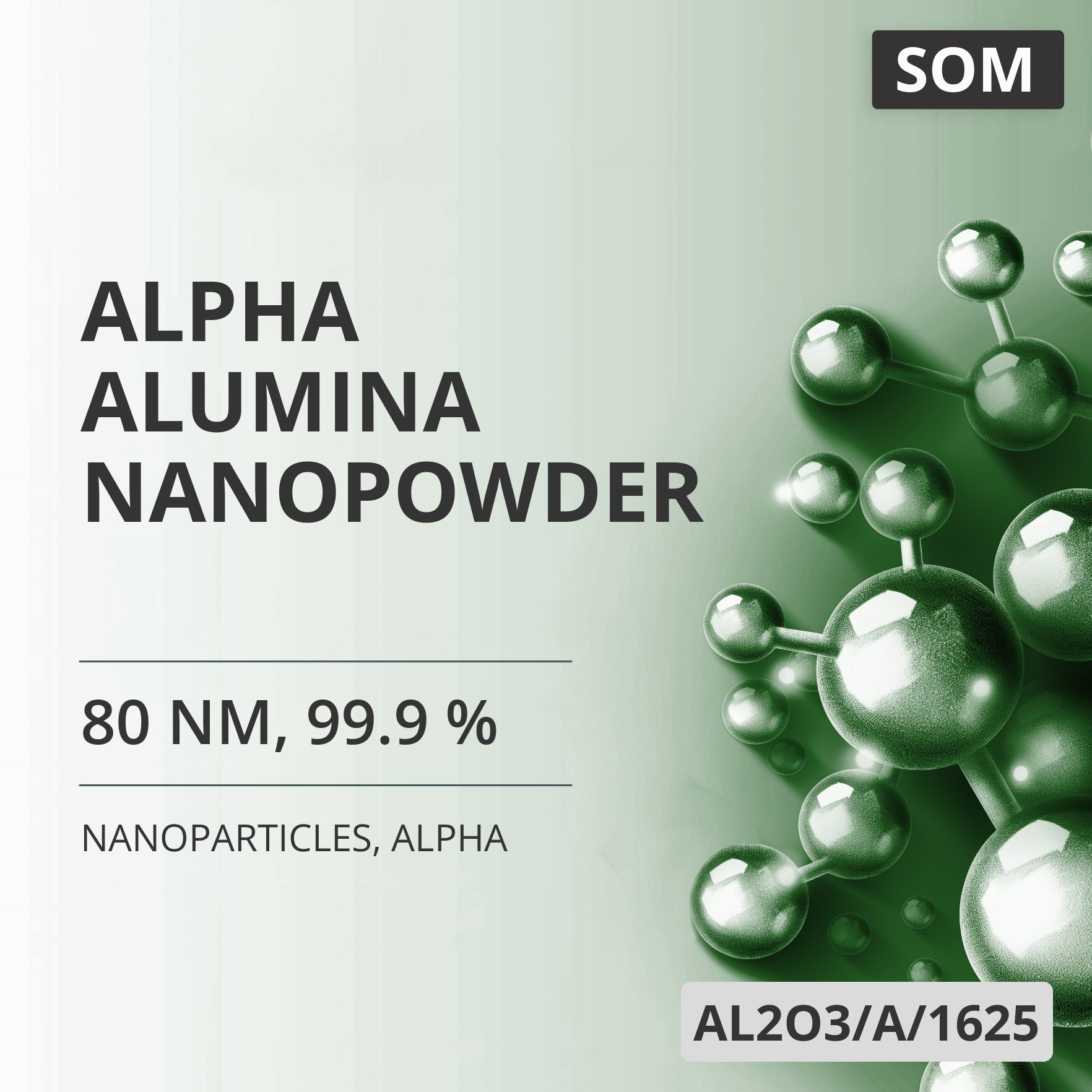 Alpha Alumina Nanopowder, 80 nm, 99.9 %, Alpha (AL2O3/A/1625)