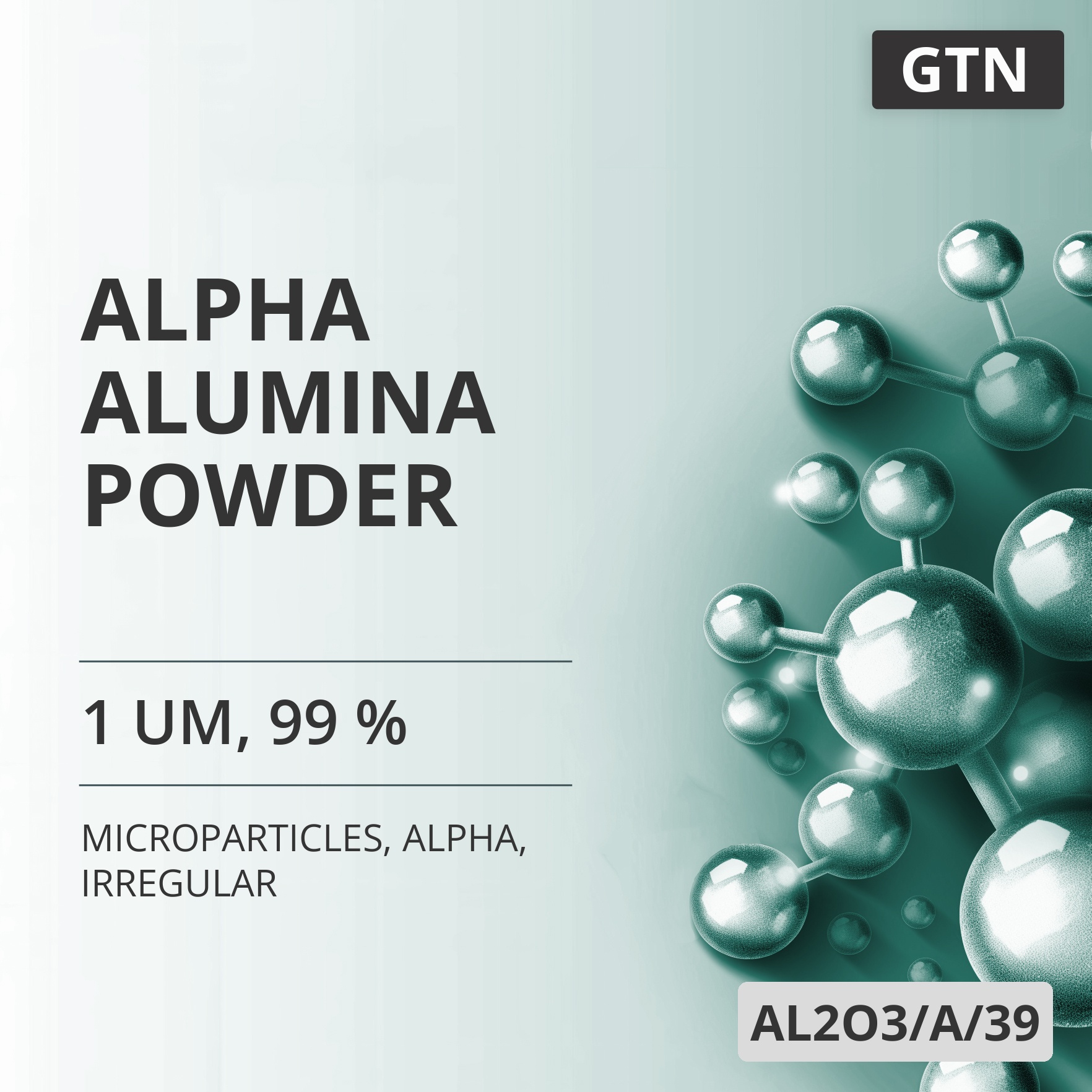Alpha Alumina Powder, 1 um, 99 %, Alpha, Irregular (AL2O3/A/39)