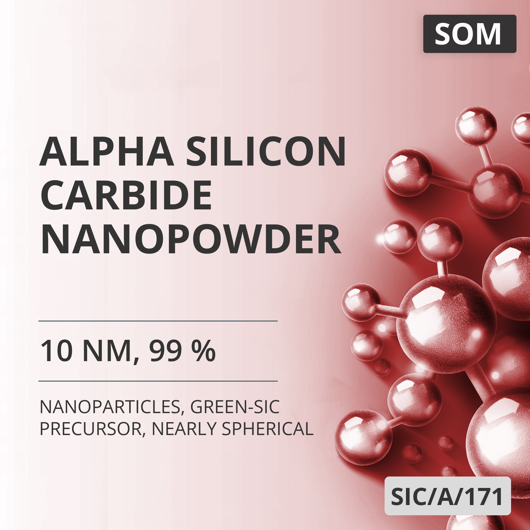 Alpha Silicon Carbide Nanopowder, 10 nm, 99 %, Green-SiC Precursor, Nearly Spherical (SIC/A/171)