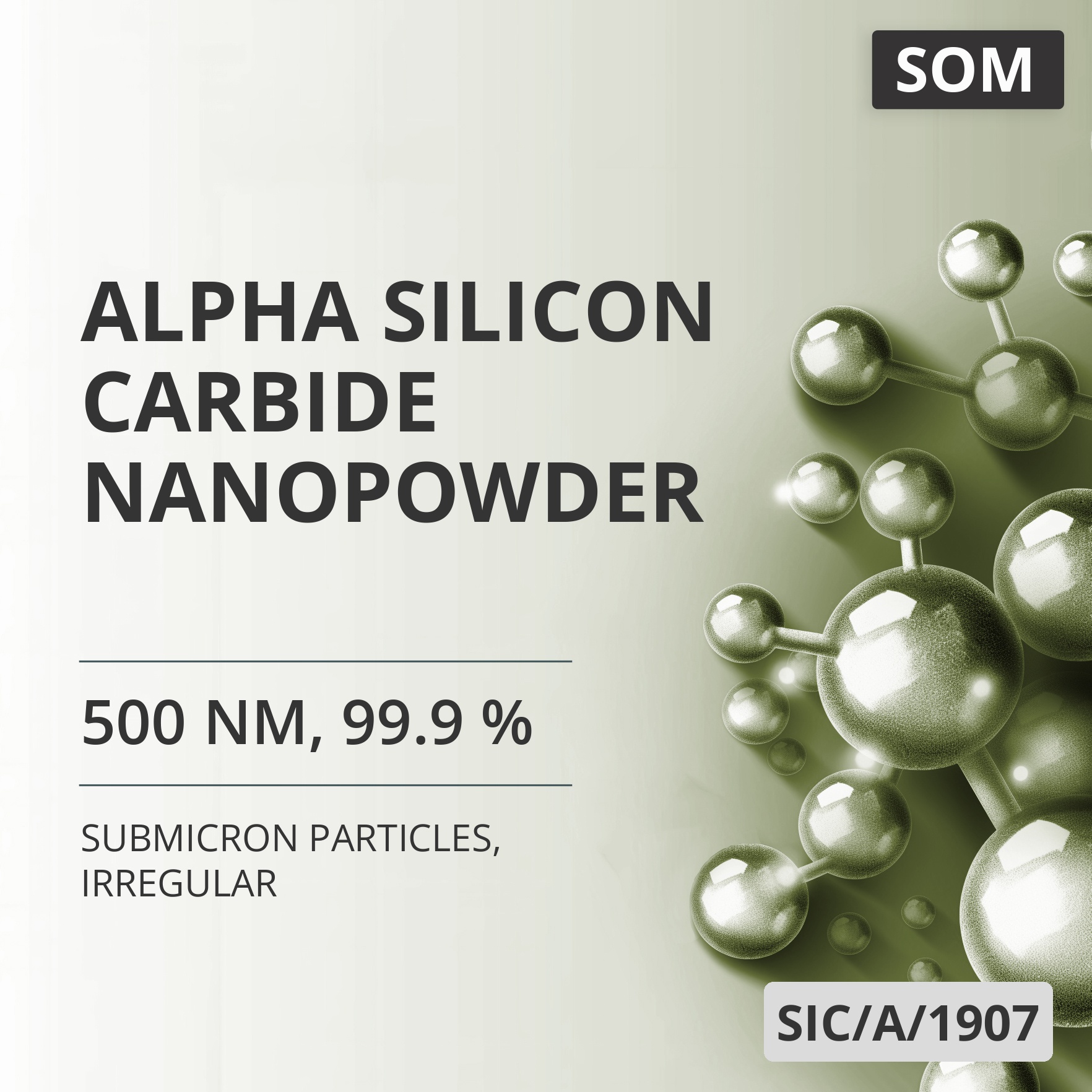 Alpha Silicon Carbide Nanopowder, 500 nm, 99.9 %, Irregular (SIC/A/1907)