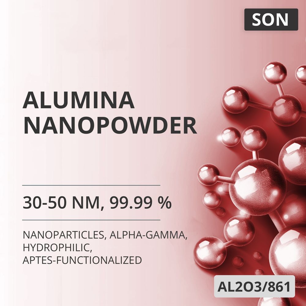 Alumina Nanopowder, 30-50 nm, 99.99 %, Alpha-Gamma, Hydrophilic, APTES-Functionalized (AL2O3/861)