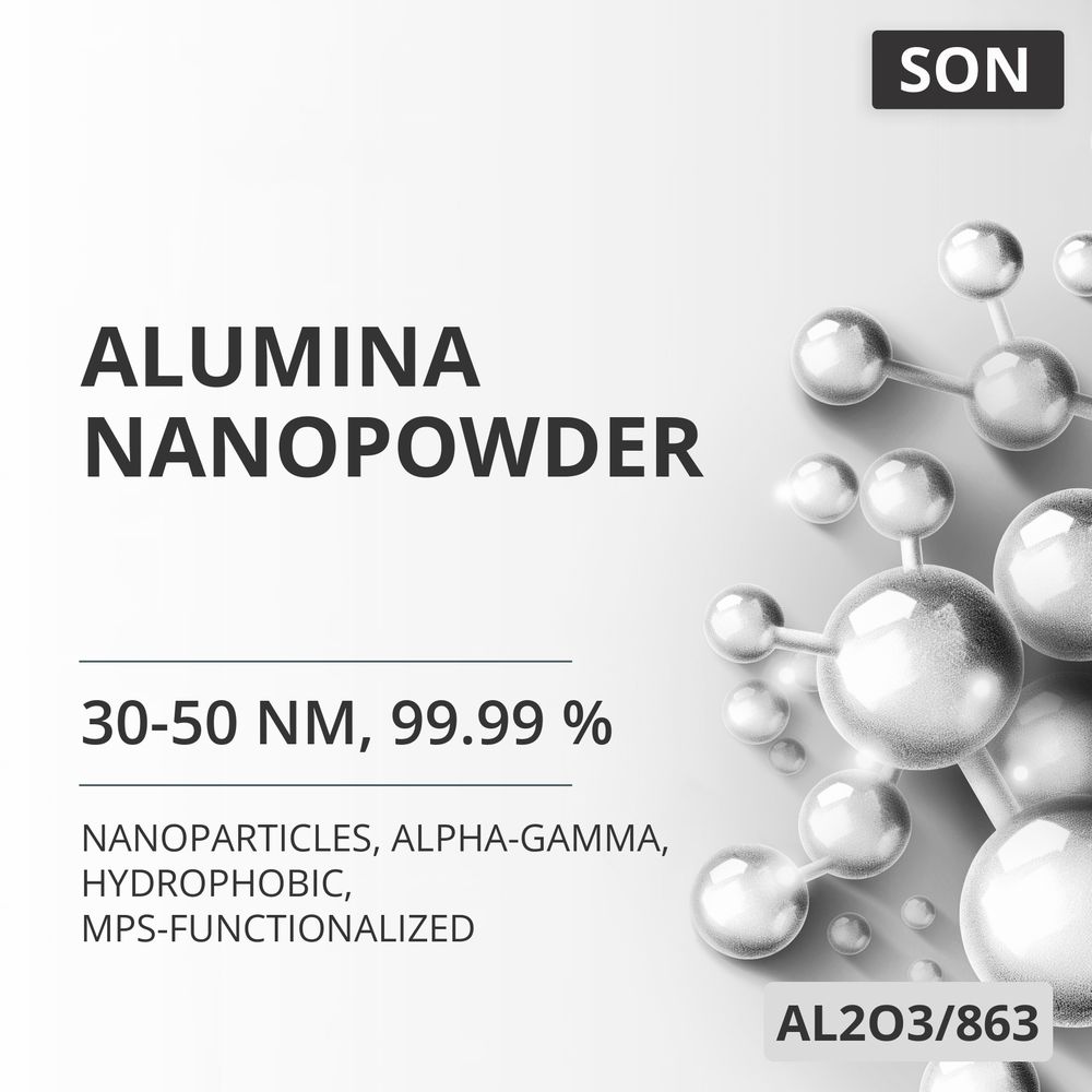 Alumina Nanopowder, 30-50 nm, 99.99 %, Alpha-Gamma, Hydrophobic, MPS-Functionalized (AL2O3/863)