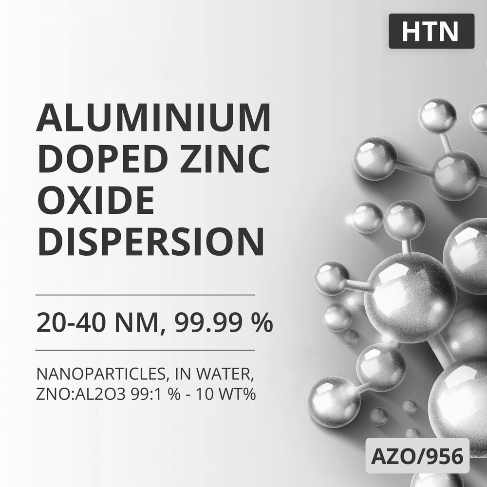 Aluminium-Doped Zinc Oxide Dispersion, 20-40 nm, 99.99 %, in Water, ZnO:Al2O3 99:1 % - 10 wt% (AZO/956)
