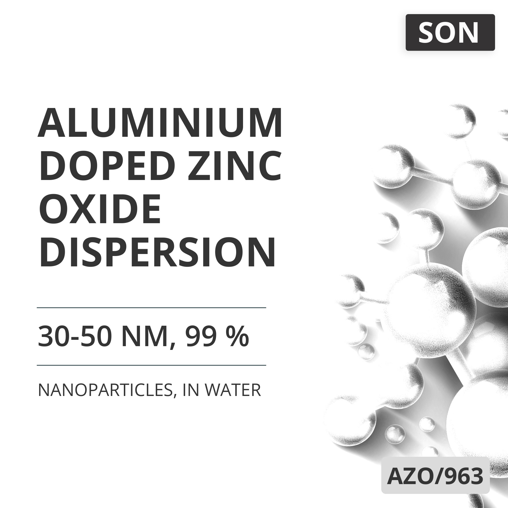 Aluminium-Doped Zinc Oxide Dispersion, 30-50 nm, 99 %, in Water (AZO/963)