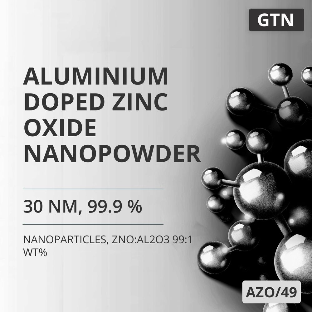 Aluminium-Doped Zinc Oxide Nanopowder, 30 nm, 99.9 %, ZnO:Al2O3 99:1 wt% (AZO/49)