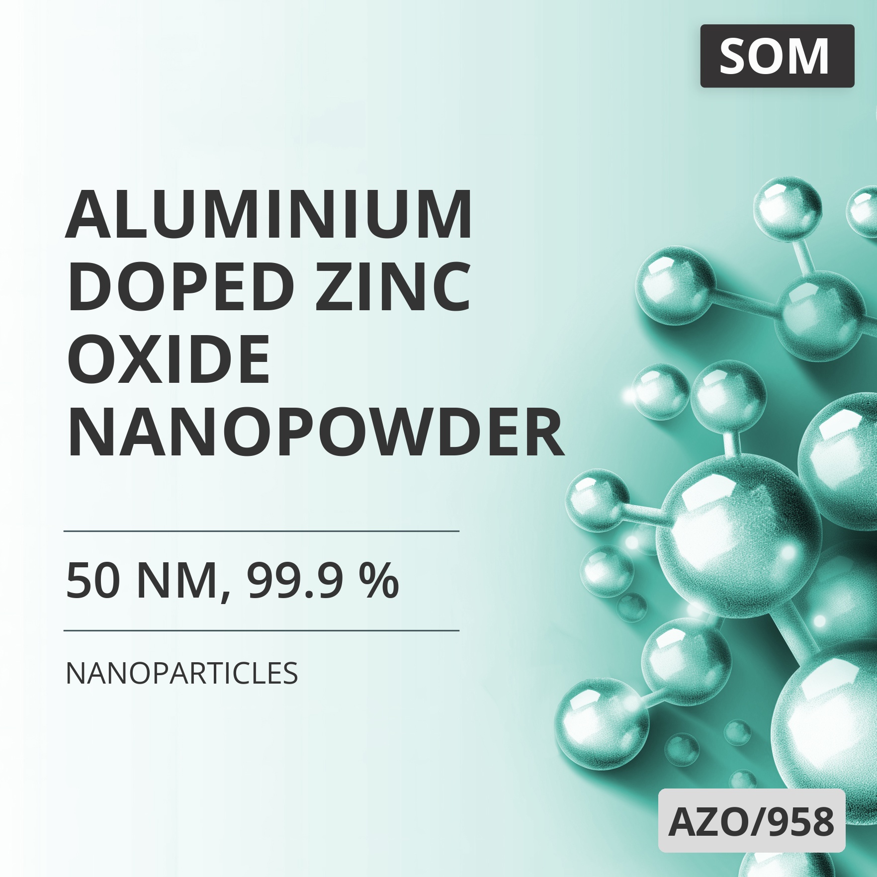 Aluminium-Doped Zinc Oxide Nanopowder, 50 nm, 99.9 % (AZO/958)