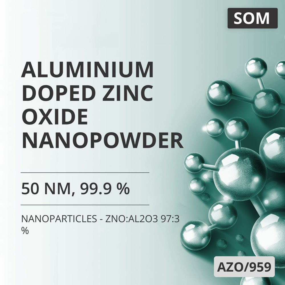 Aluminium-Doped Zinc Oxide Nanopowder, 50 nm, 99.9 % - ZnO:Al2O3 97:3 % (AZO/959)