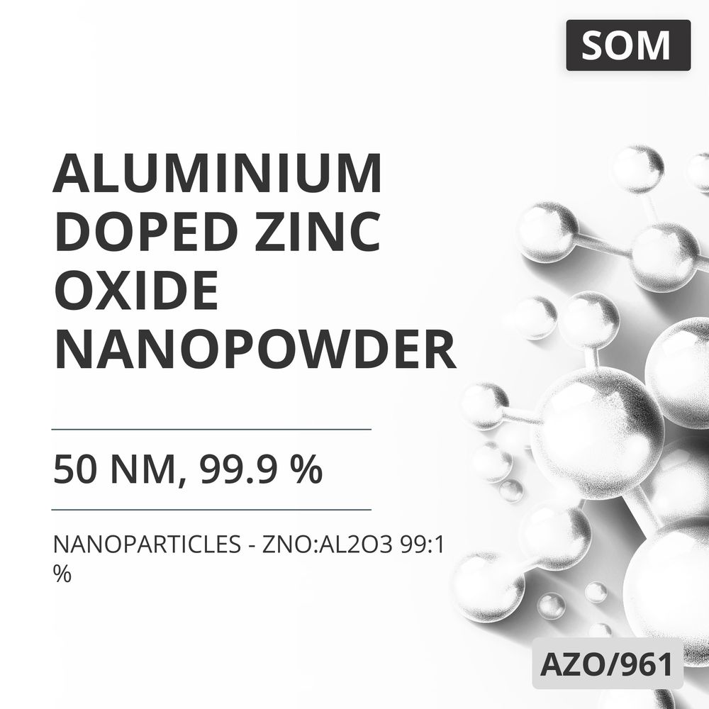 Aluminium-Doped Zinc Oxide Nanopowder, 50 nm, 99.9 % - ZnO:Al2O3 99:1 % (AZO/961)