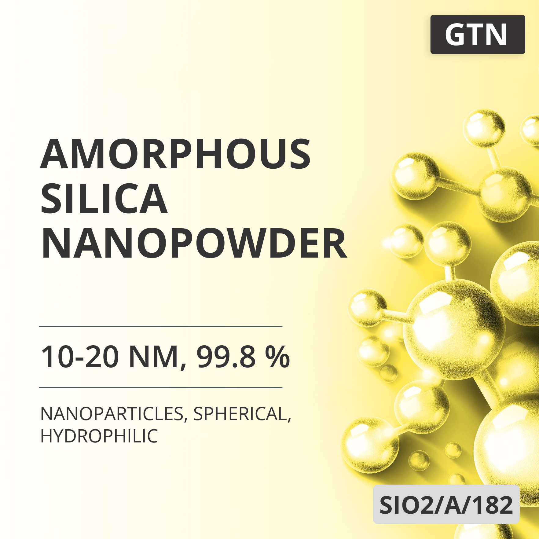 Amorphous Silica Nanopowder, 10-20 nm, 99.8 %, Spherical, Hydrophilic (SIO2/A/182)