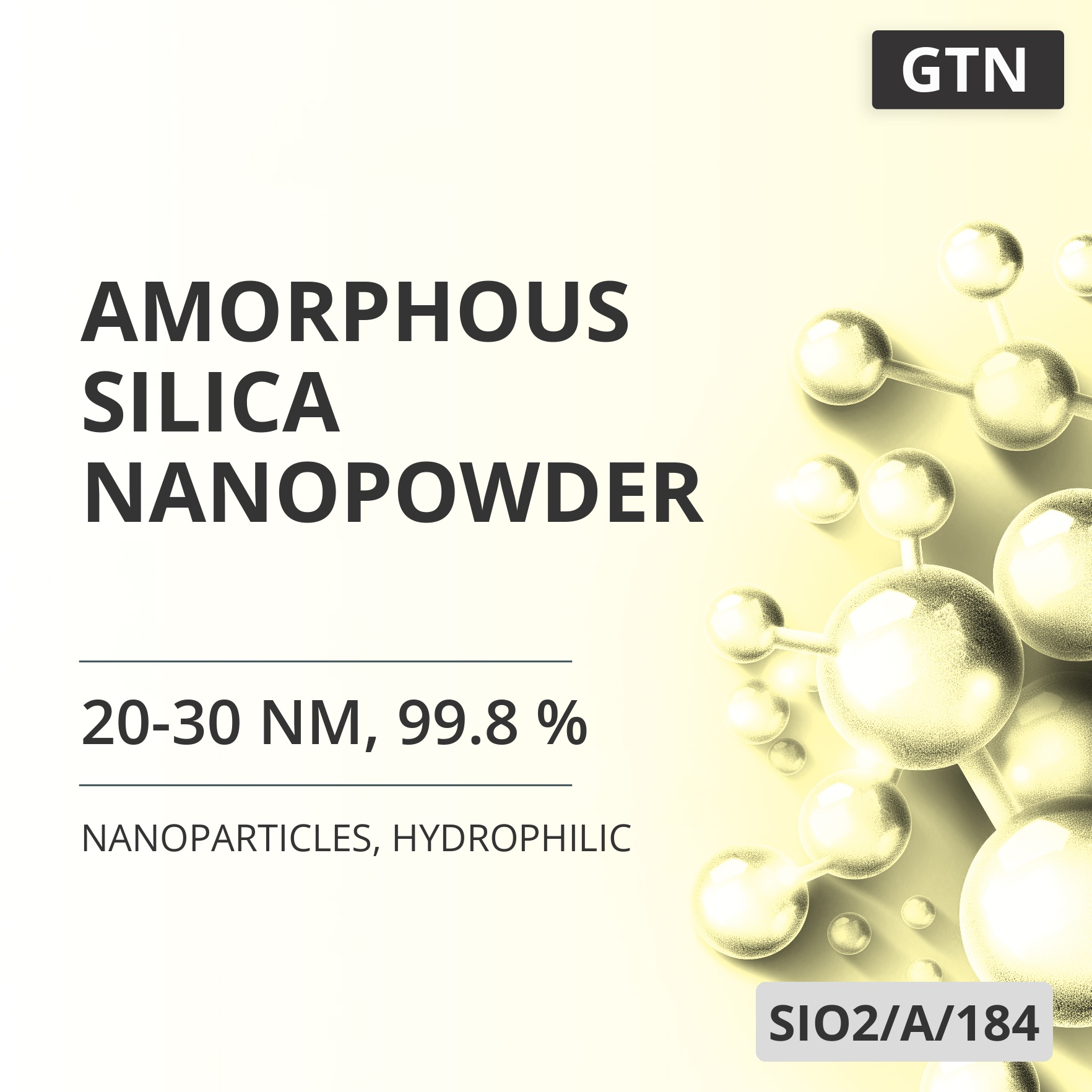 Amorphous Silica Nanopowder, 20-30 nm, 99.8 %, Hydrophilic (SIO2/A/184)
