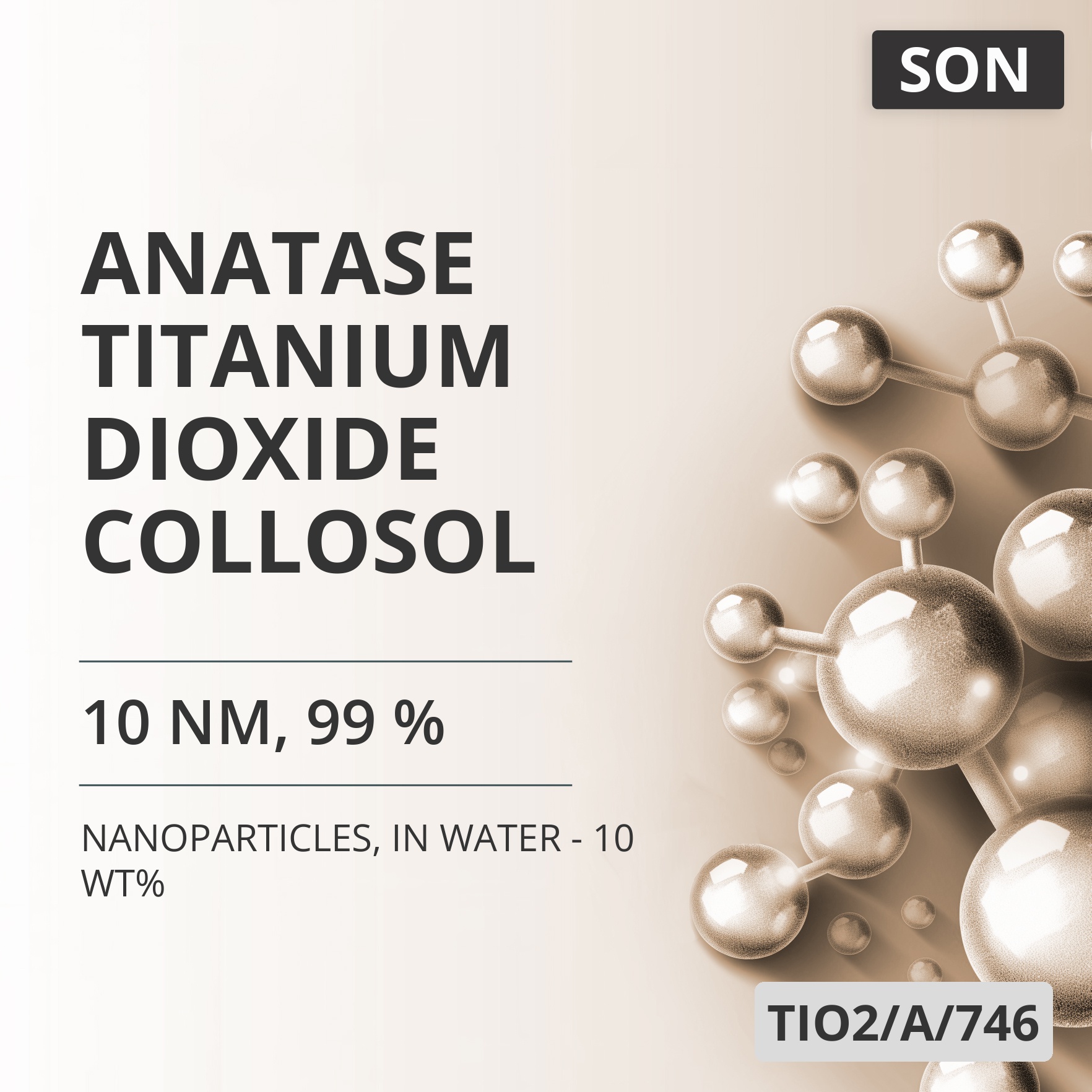 Anatase Titanium Dioxide Collosol, 10 nm, 99 %, in Water - 10 wt% (TIO2/A/746)