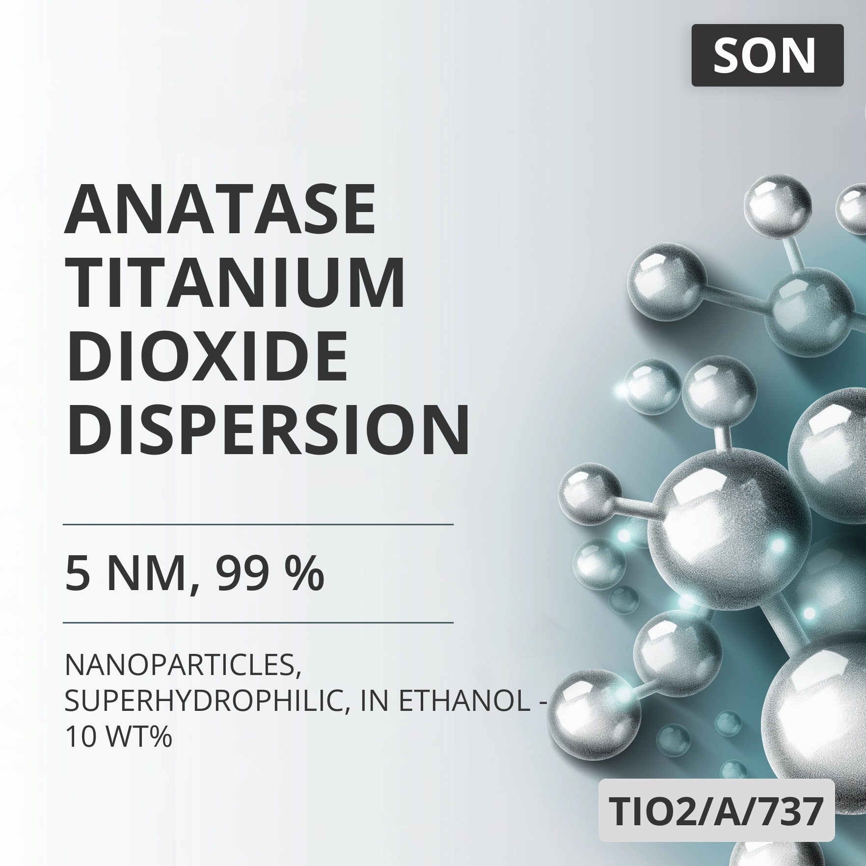 Anatase Titanium Dioxide Dispersion, 5 nm, 99 %, Superhydrophilic, in Ethanol - 10 wt% (TIO2/A/737)