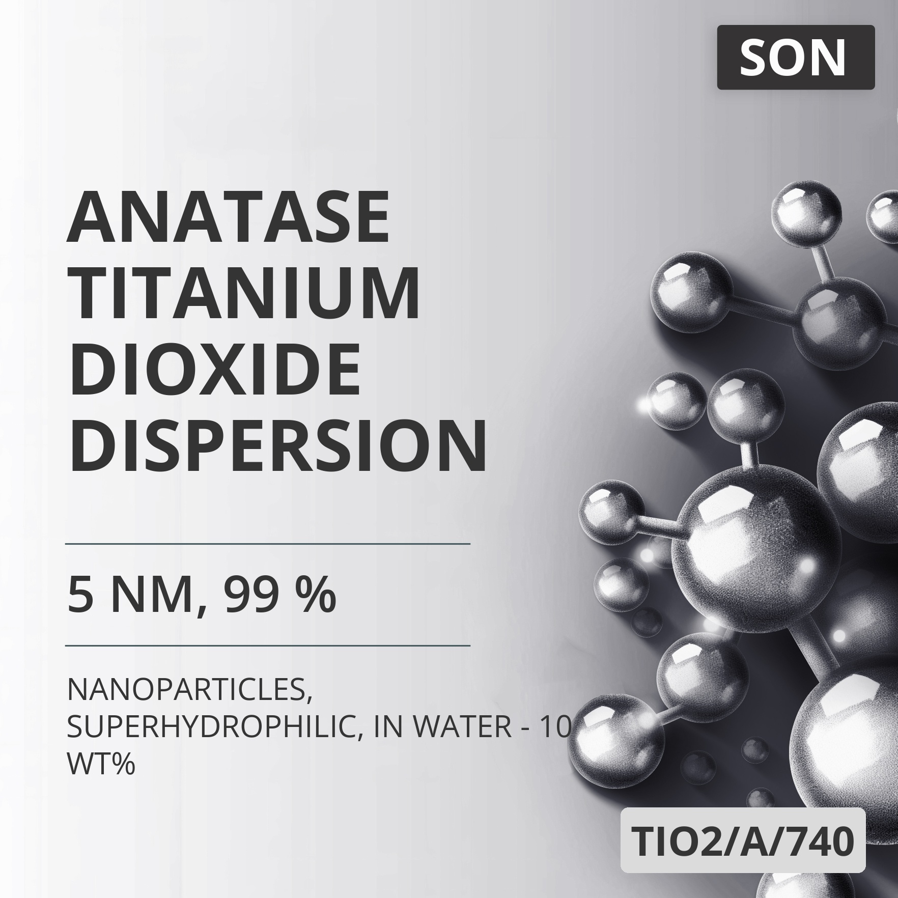 Anatase Titanium Dioxide Dispersion, 5 nm, 99 %, Superhydrophilic, in Water - 10 wt% (TIO2/A/740)