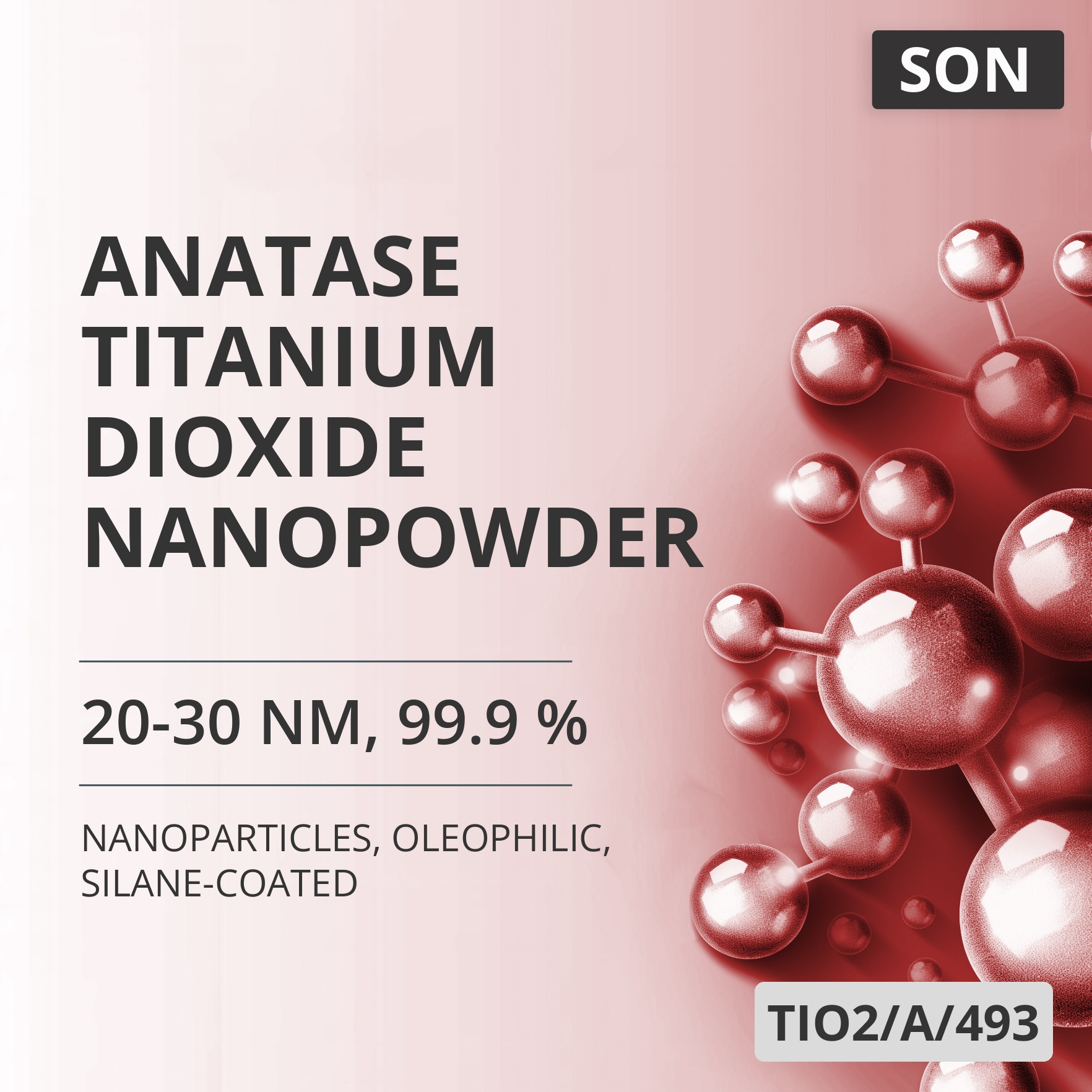 Anatase Titanium Dioxide Nanopowder, 20-30 nm, 99.9 %, Oleophilic, Silane-Coated (TIO2/A/493)