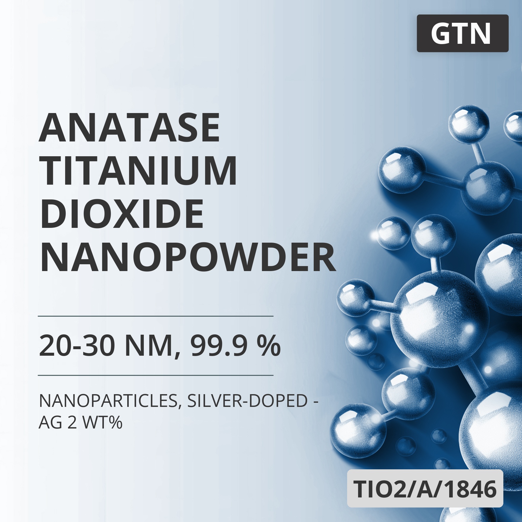 Anatase Titanium Dioxide Nanopowder, 20-30 nm, 99.9 %, Silver-Doped - Ag 2 wt% (TIO2/A/1846)