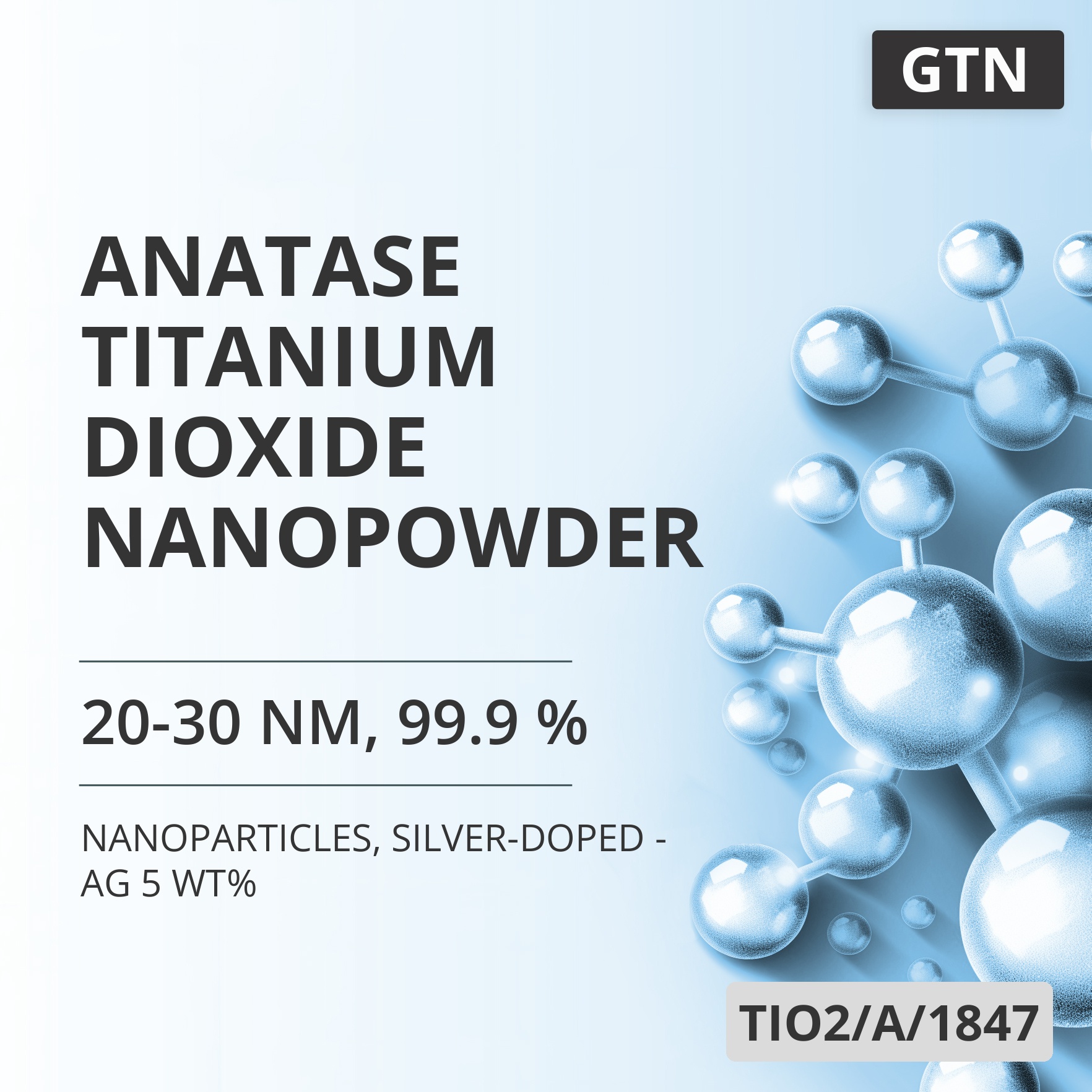 Anatase Titanium Dioxide Nanopowder, 20-30 nm, 99.9 %, Silver-Doped - Ag 5 wt% (TIO2/A/1847)