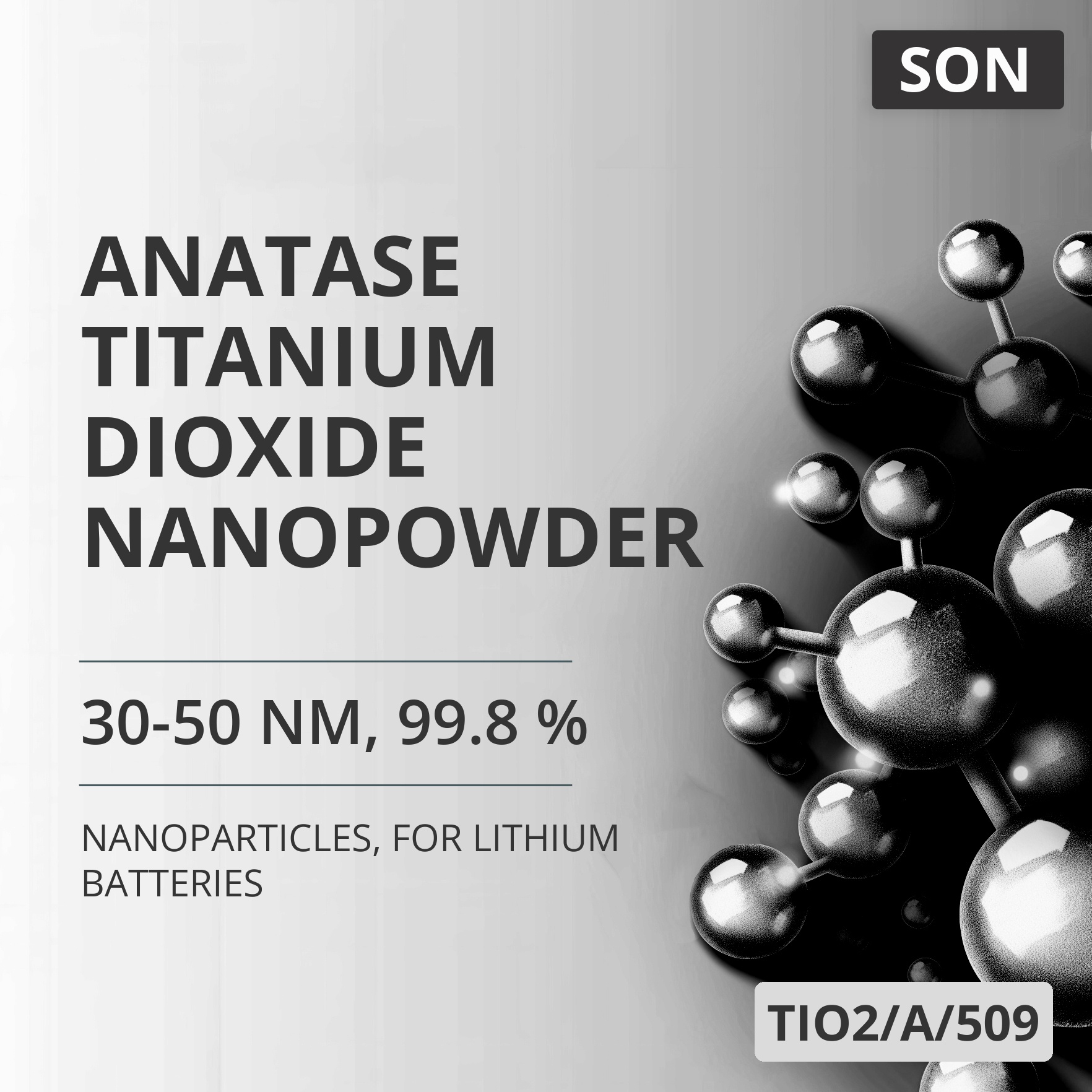 Anatase Titanium Dioxide Nanopowder, 30-50 nm, 99.8 %, for Lithium Batteries (TIO2/A/509)