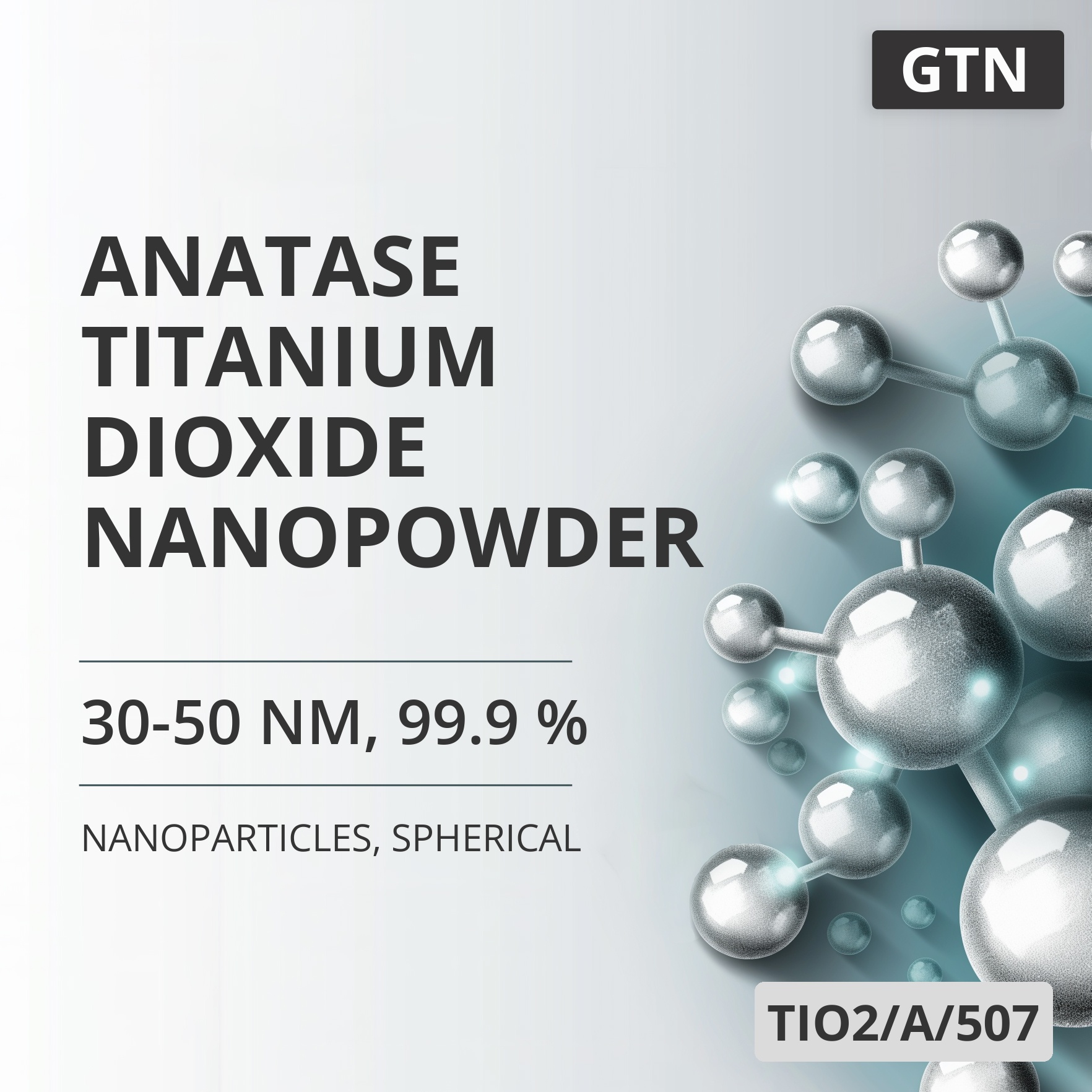 Anatase Titanium Dioxide Nanopowder, 30-50 nm, 99.9 %, Spherical (TIO2/A/507)