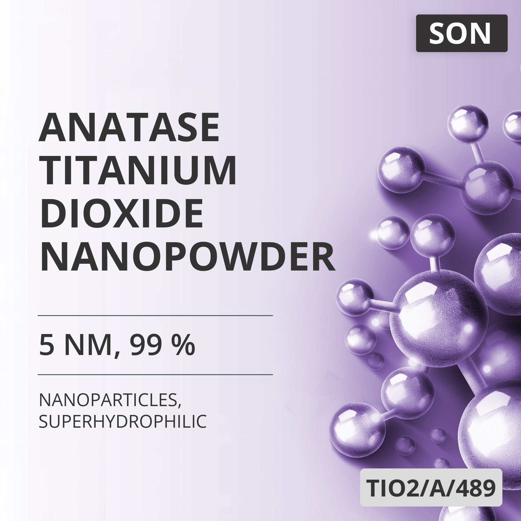 Anatase Titanium Dioxide Nanopowder, 5 nm, 99 %, Superhydrophilic (TIO2/A/489)