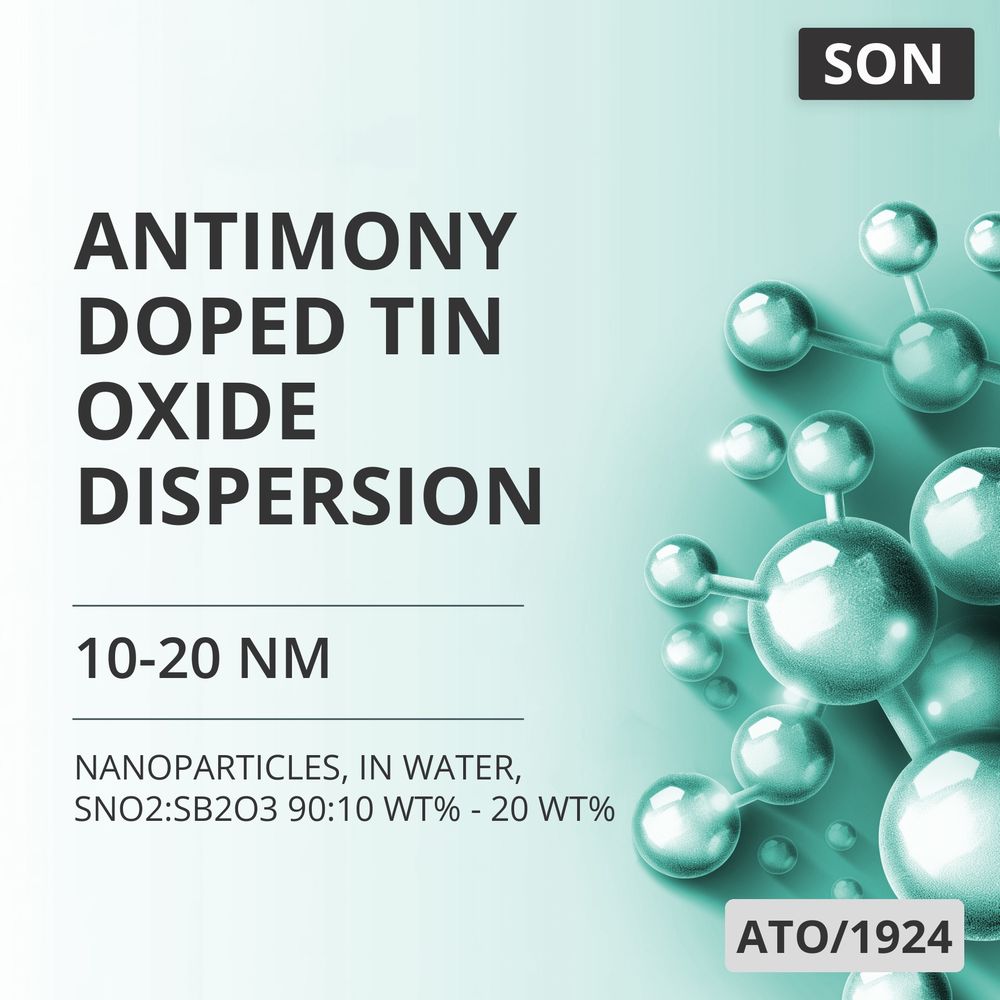 Antimony-Doped Tin Oxide Dispersion, 10-20 nm, in Water, SnO2:Sb2O3 90:10 wt% - 20 wt% (ATO/1924)