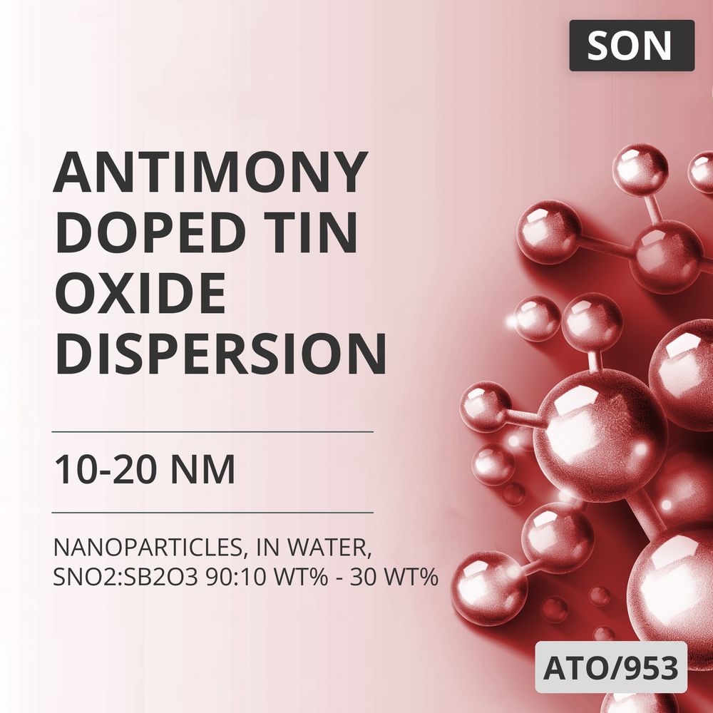 Antimony-Doped Tin Oxide Dispersion, 10-20 nm, in Water, SnO2:Sb2O3 90:10 wt% - 30 wt% (ATO/953)