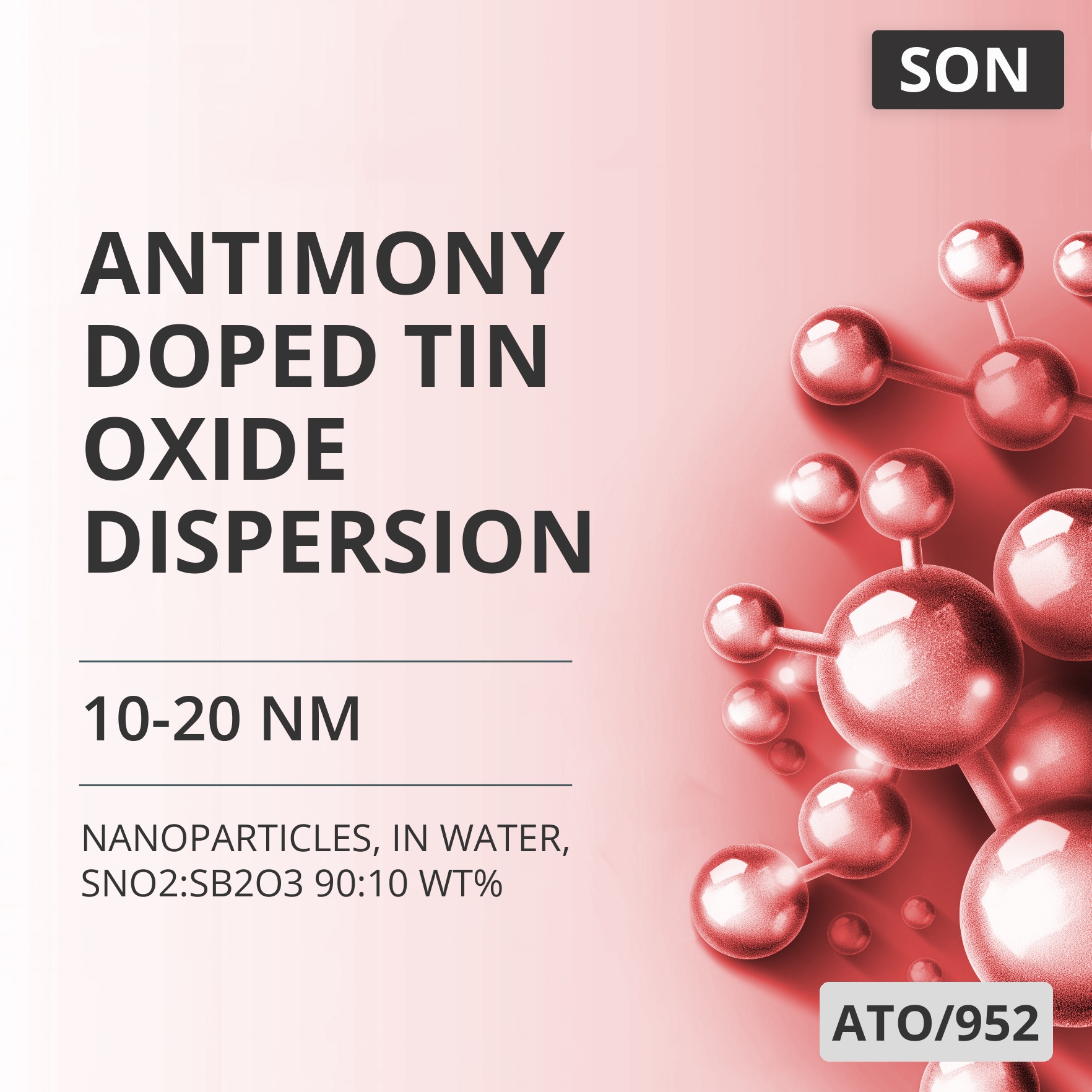 Antimony-Doped Tin Oxide Dispersion, 10-20 nm, in Water, SnO2:Sb2O3 90:10 wt% (ATO/952)