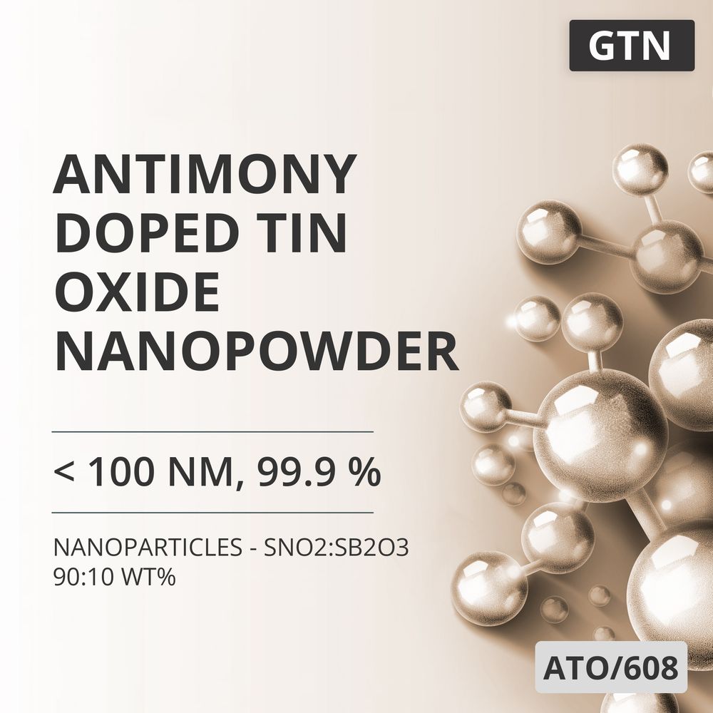 Antimony-Doped Tin Oxide Nanopowder, < 100 nm, 99.9 % - SnO2:Sb2O3 90:10 wt% (ATO/608)