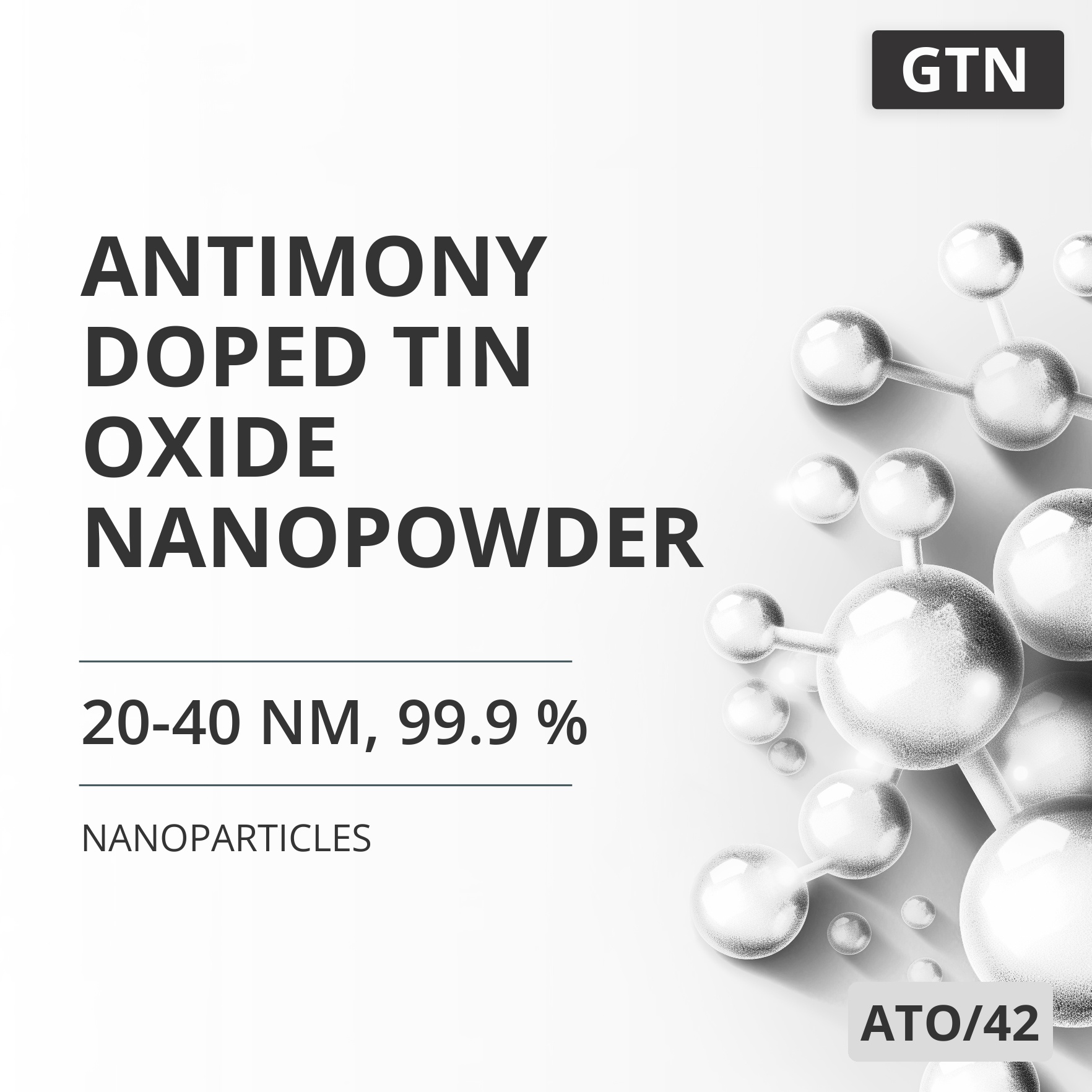 Antimony-Doped Tin Oxide Nanopowder, 20-40 nm, 99.9 % (ATO/42)
