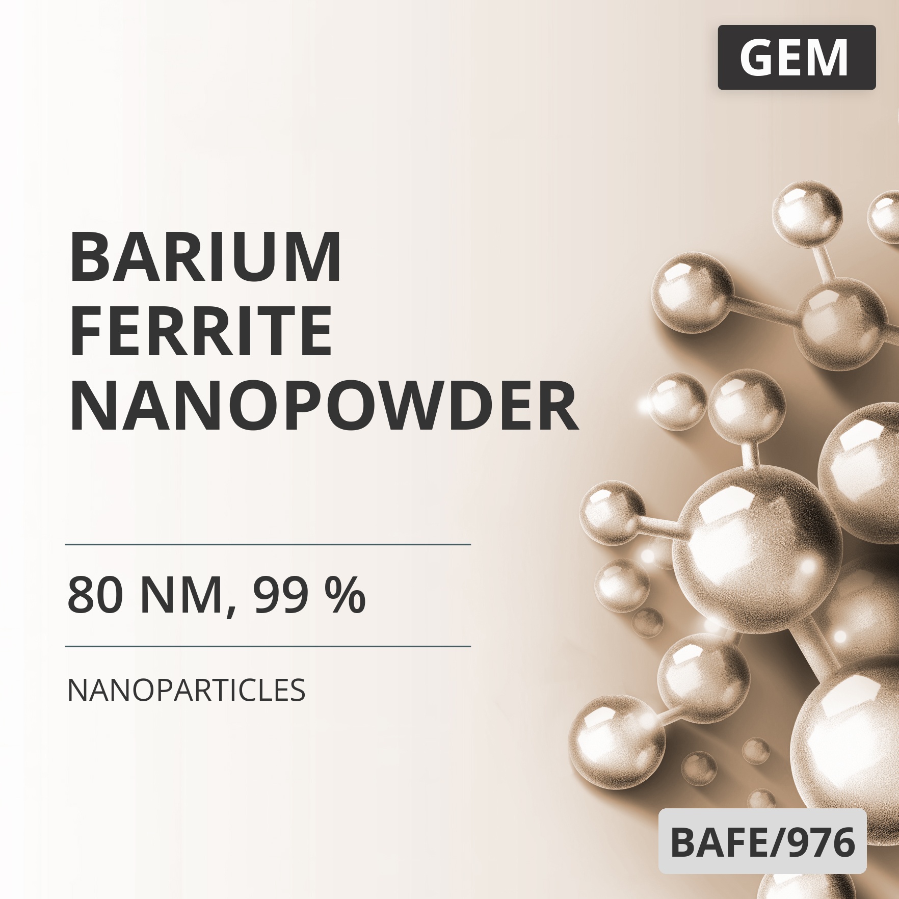 Barium Ferrite Nanopowder, 80 nm, 99 % (BAFE/976)