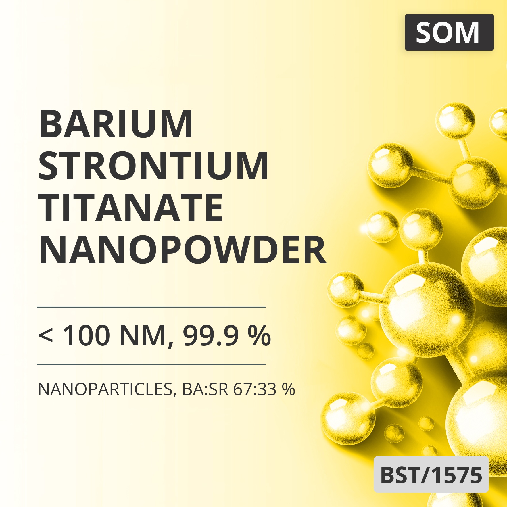 Barium Strontium Titanate Nanopowder, < 100 nm, 99.9 %, Ba:Sr 67:33 % (BST/1575)