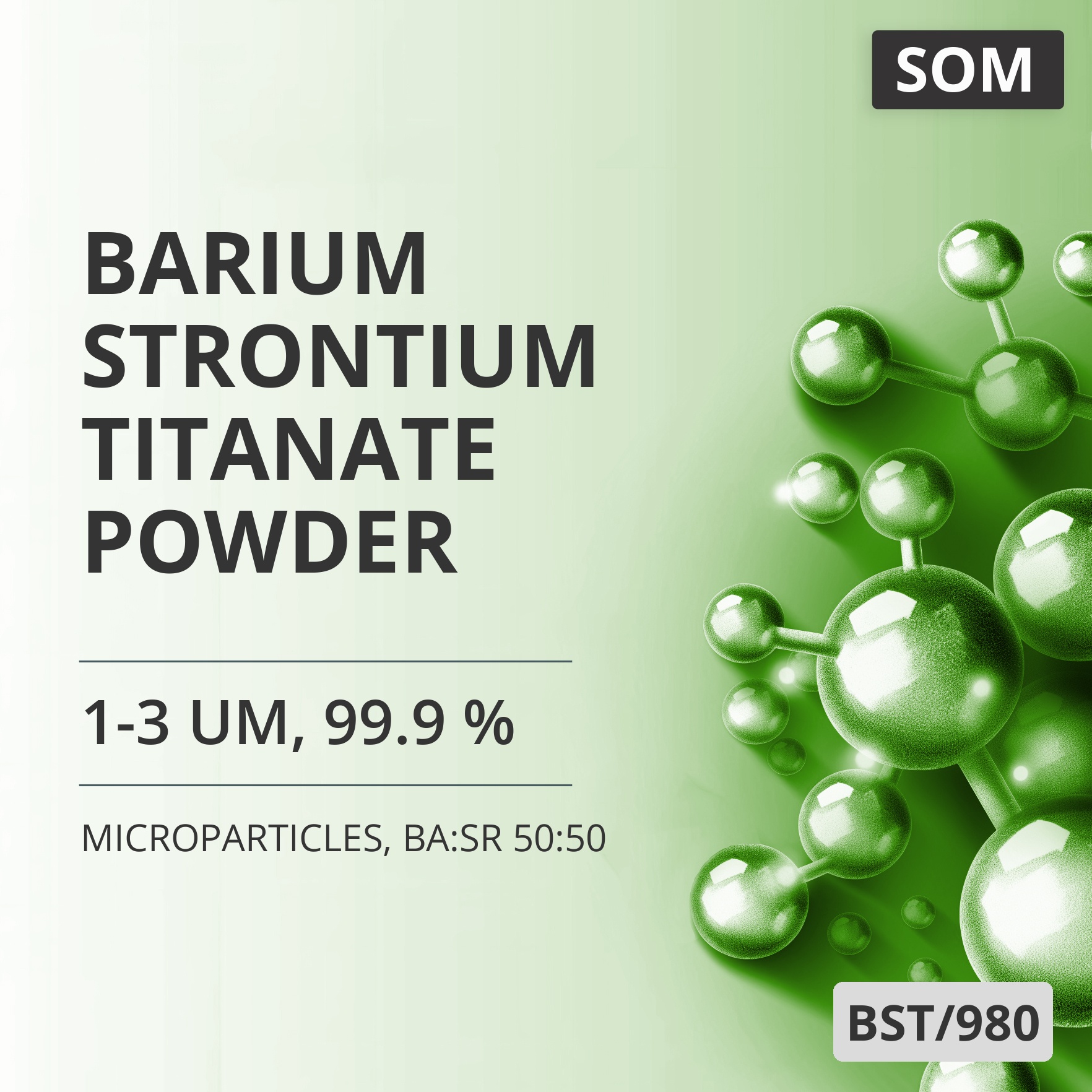 Barium Strontium Titanate Powder, 1-3 um, 99.9 %, Ba:Sr 50:50 (BST/980)