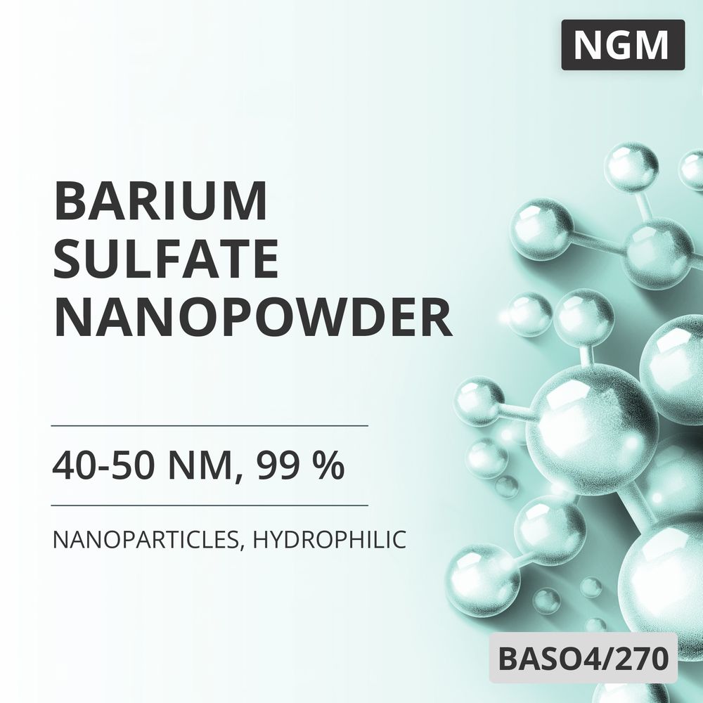 Barium Sulfate Nanopowder, 40-50 nm, 99 %, Hydrophilic (BASO4/270)