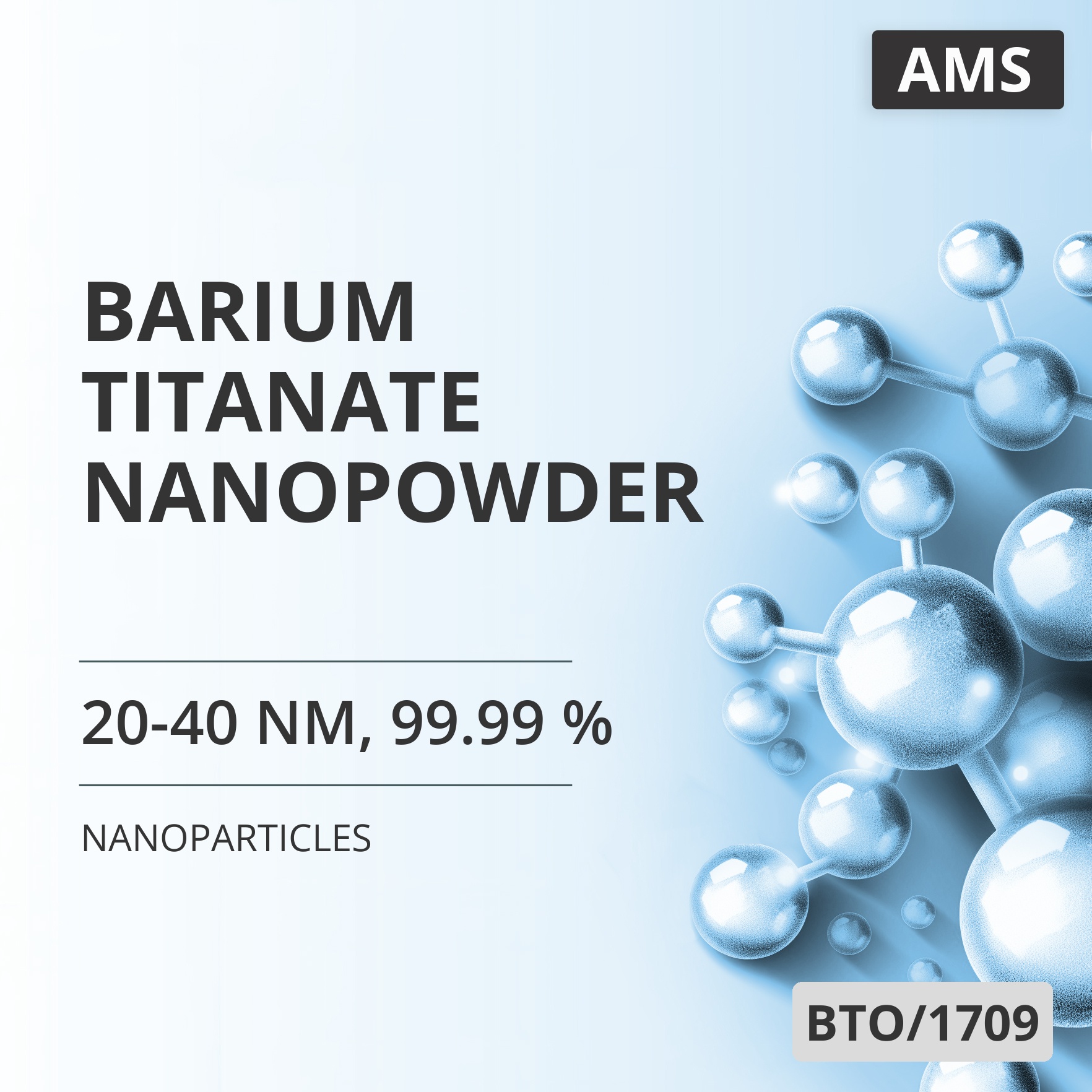 Barium Titanate Nanopowder, 20-40 nm, 99.99 % (BTO/1709)