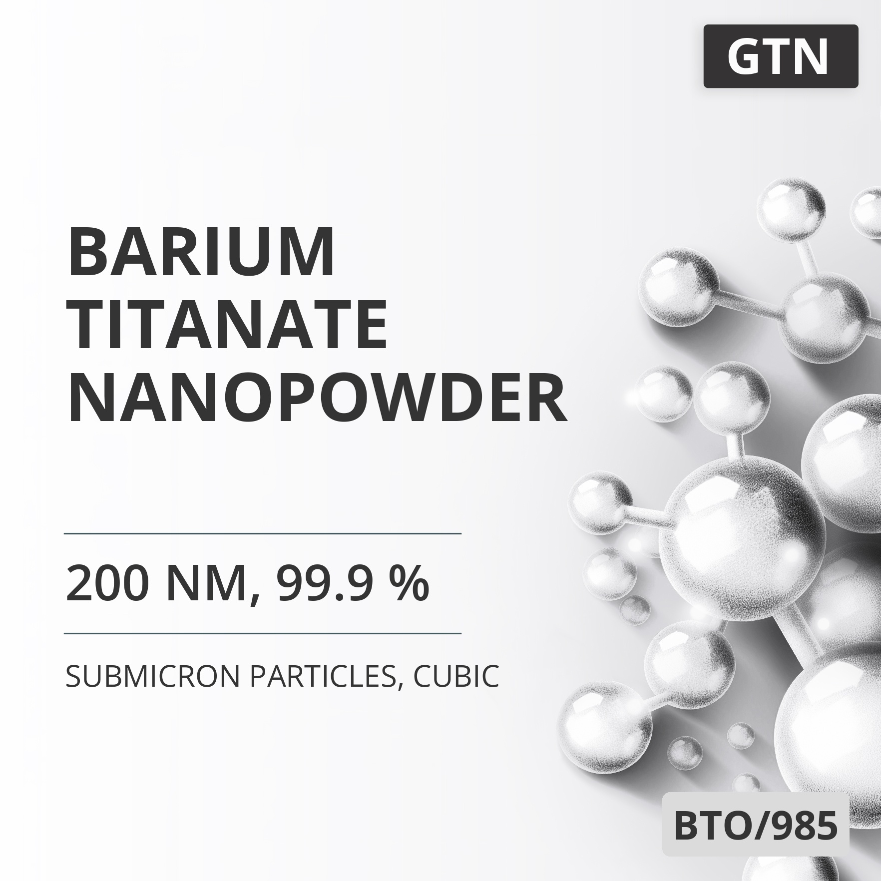 Barium Titanate Nanopowder, 200 nm, 99.9 %, Cubic (BTO/985)
