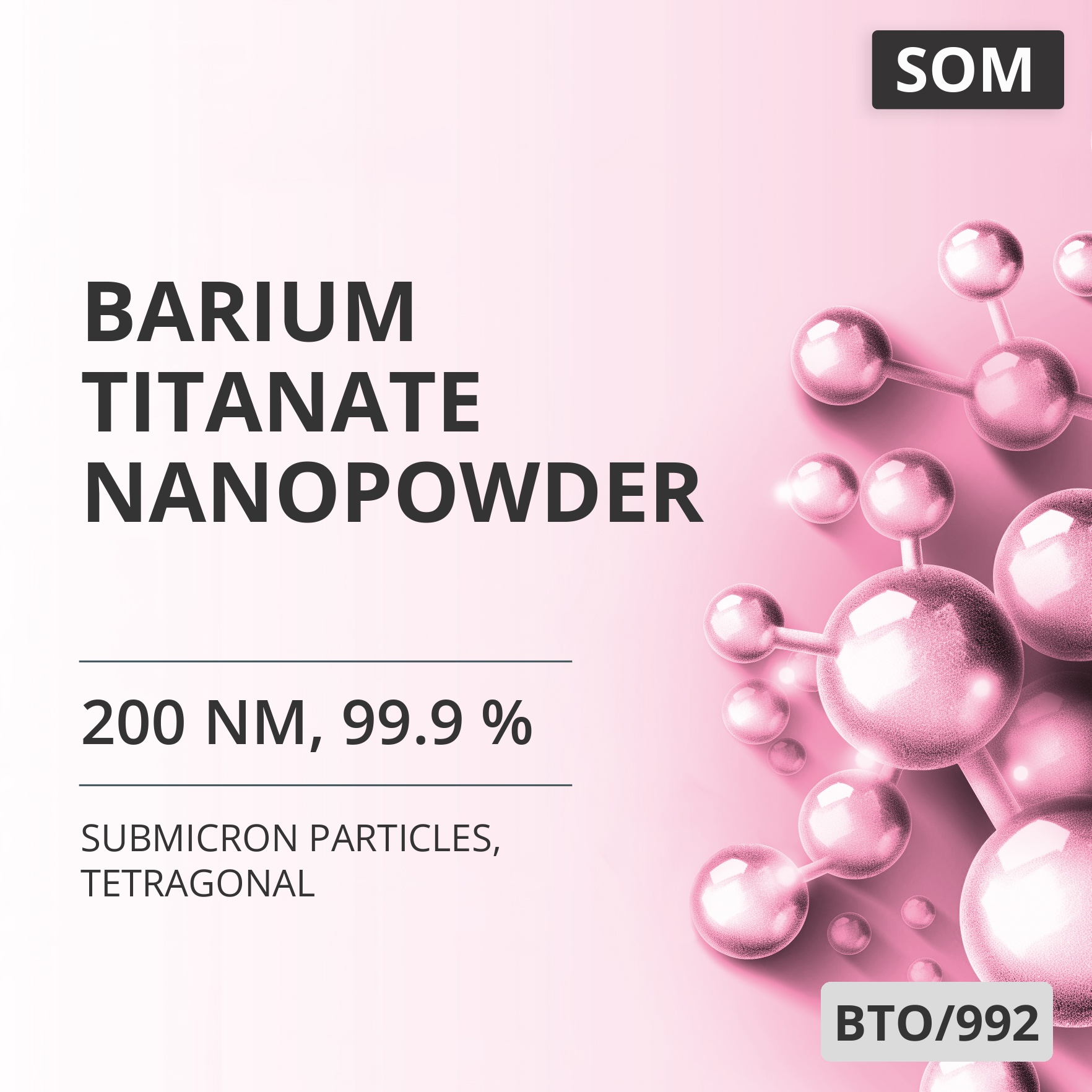 Barium Titanate Nanopowder, 200 nm, 99.9 %, Tetragonal (BTO/992)