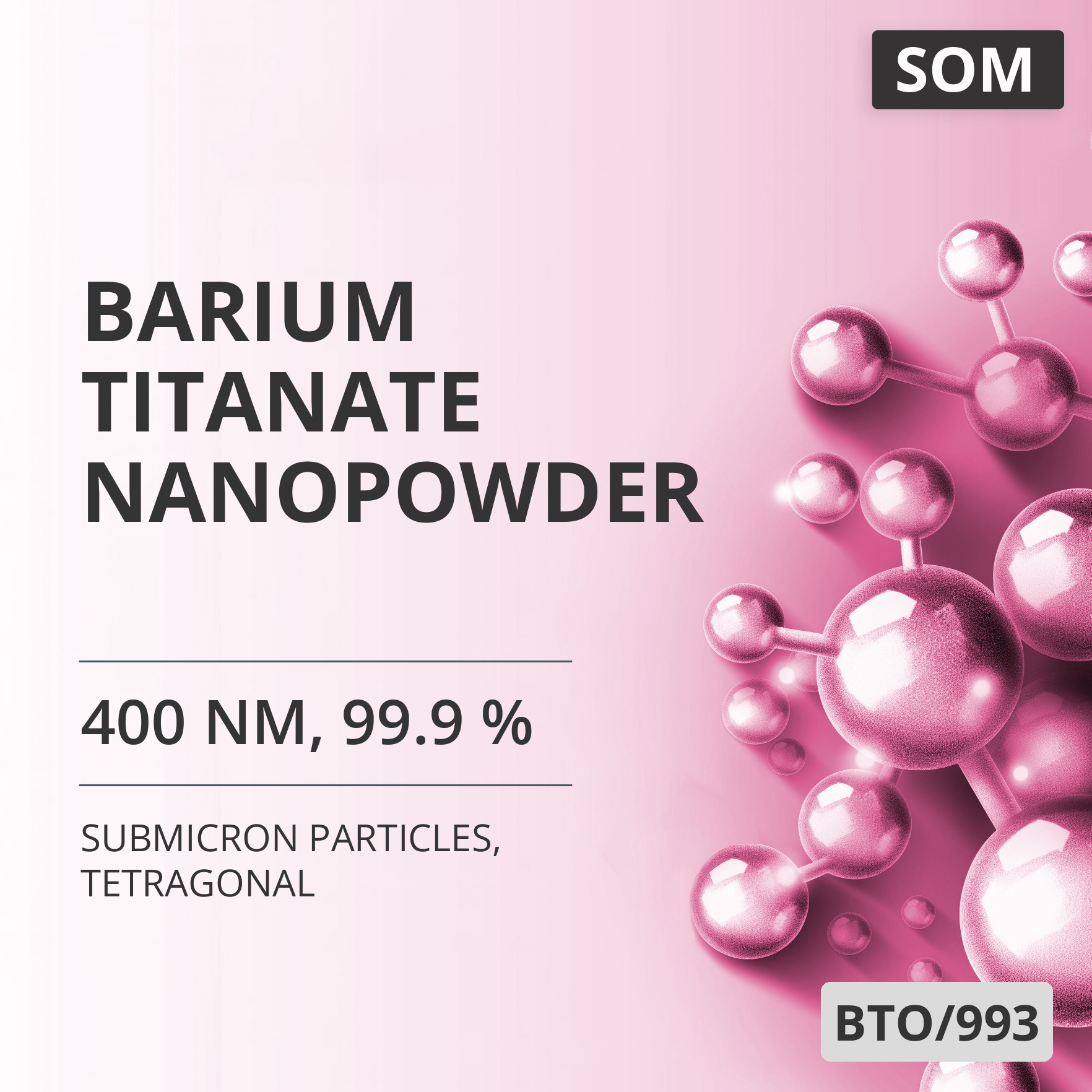 Barium Titanate Nanopowder, 400 nm, 99.9 %, Tetragonal (BTO/993)