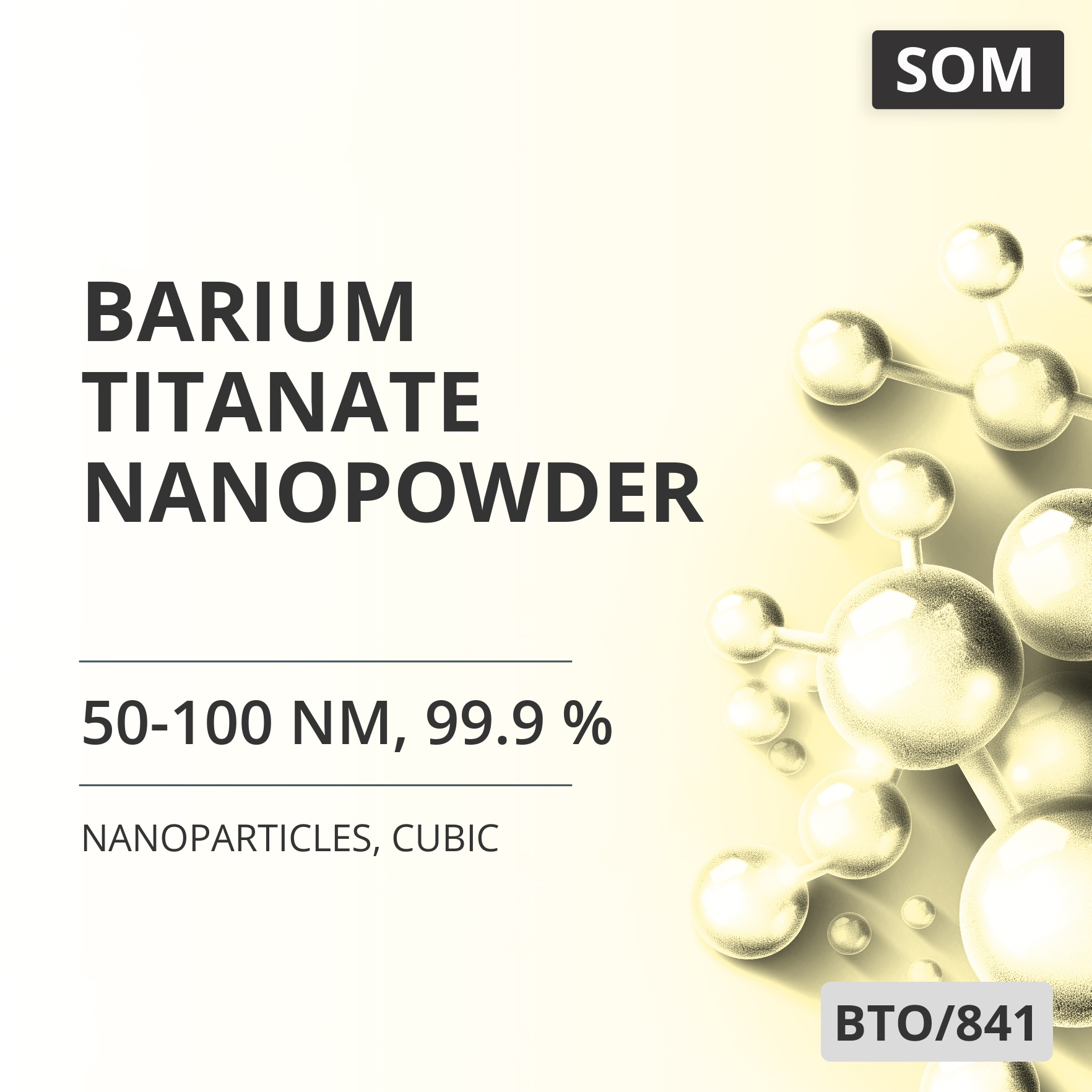 Barium Titanate Nanopowder, 50-100 nm, 99.9 %, Cubic (BTO/841)