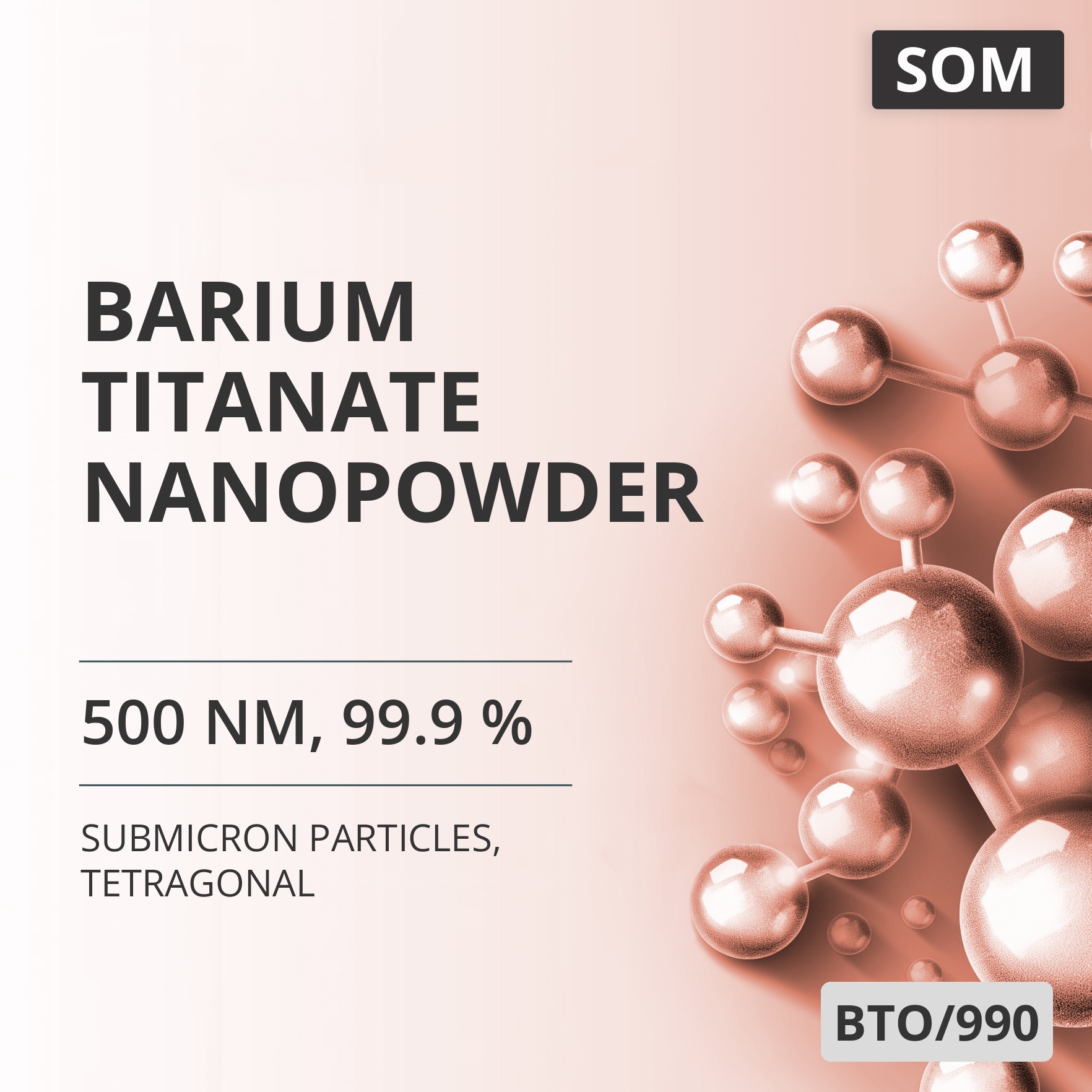 Barium Titanate Nanopowder, 500 nm, 99.9 %, Tetragonal (BTO/990)