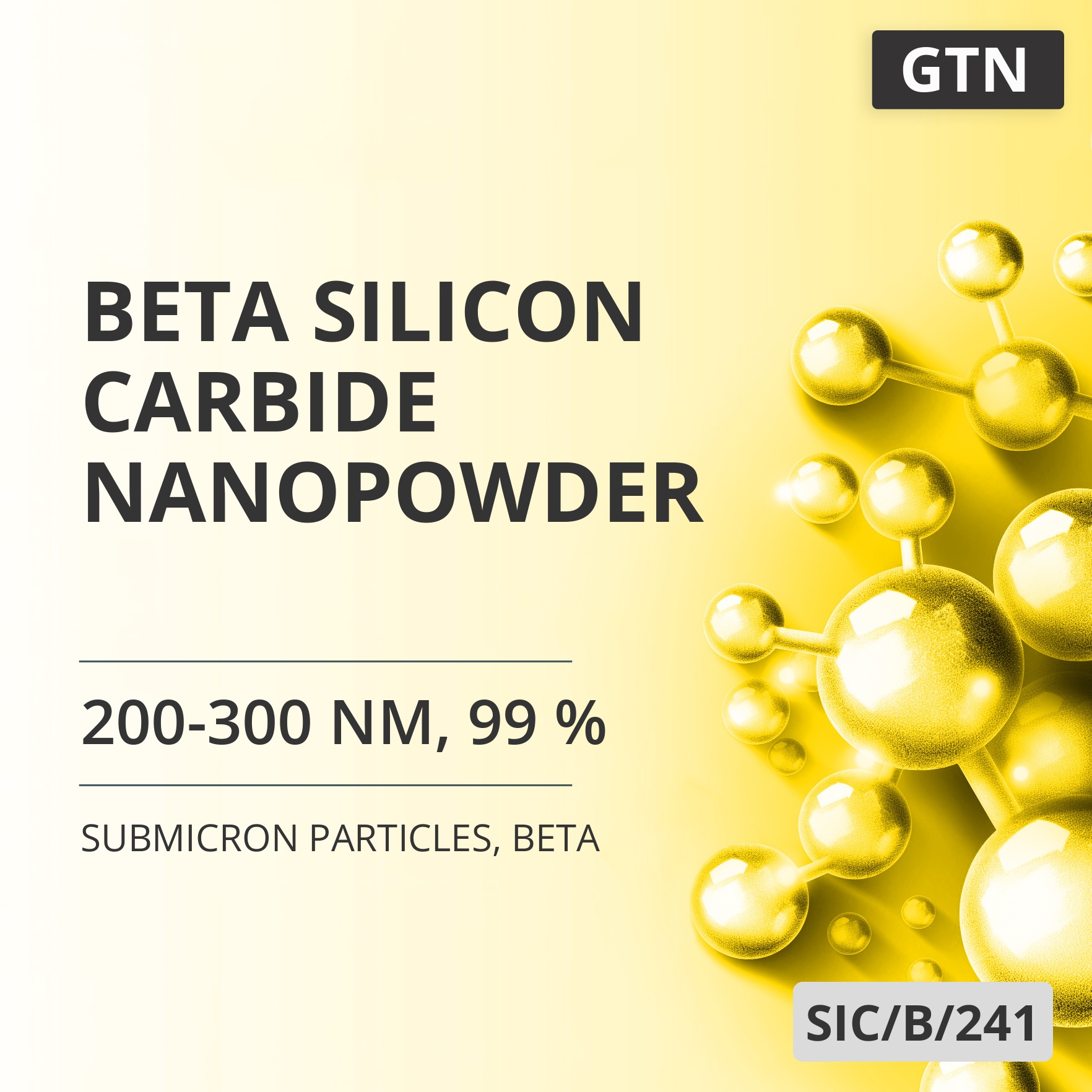Beta Silicon Carbide Nanopowder, 200-300 nm, 99 %, Beta (SIC/B/241)
