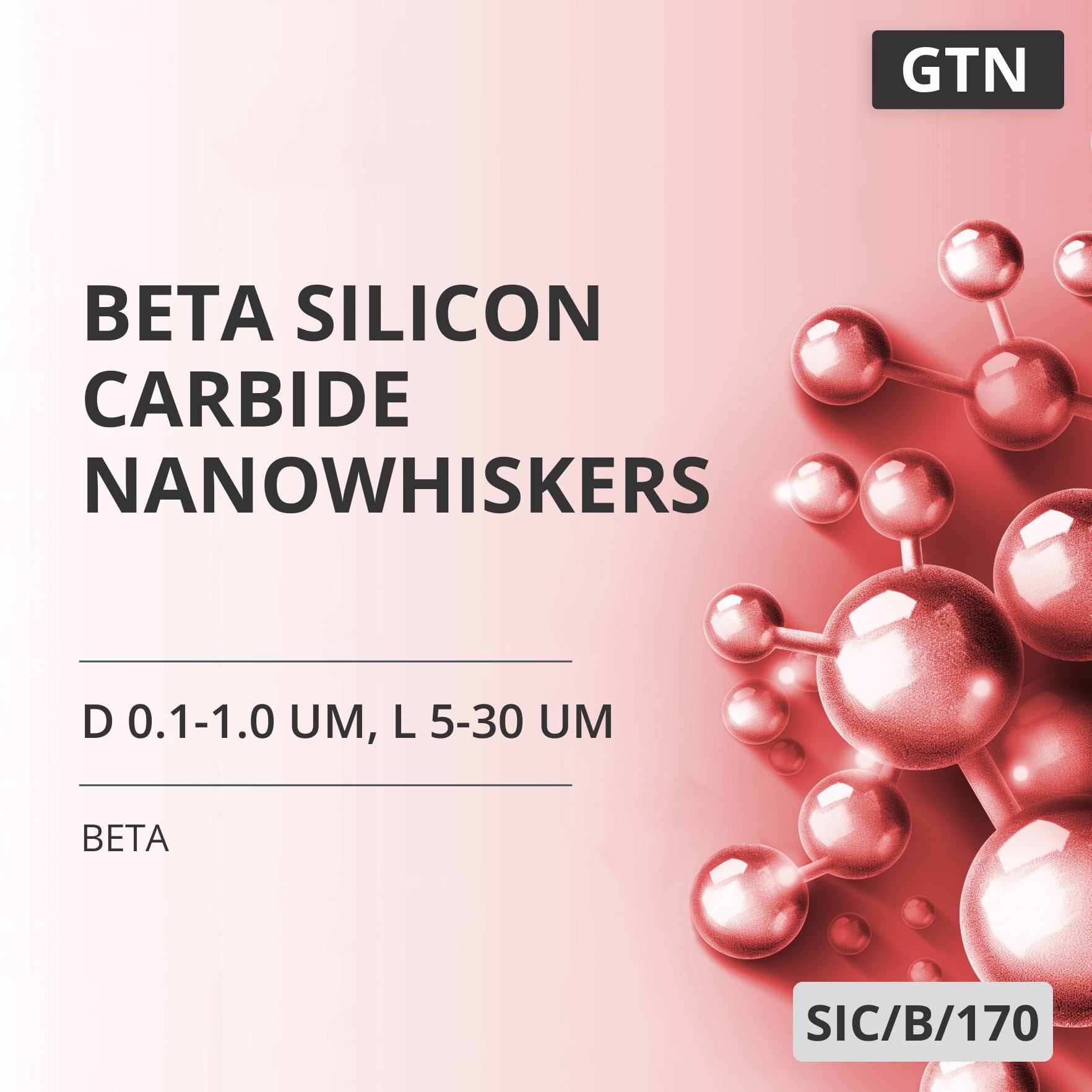 Beta Silicon Carbide Nanowhiskers, D 0.1-1.0 um, L 5-30 um, 99 %, Beta (SIC/B/170)
