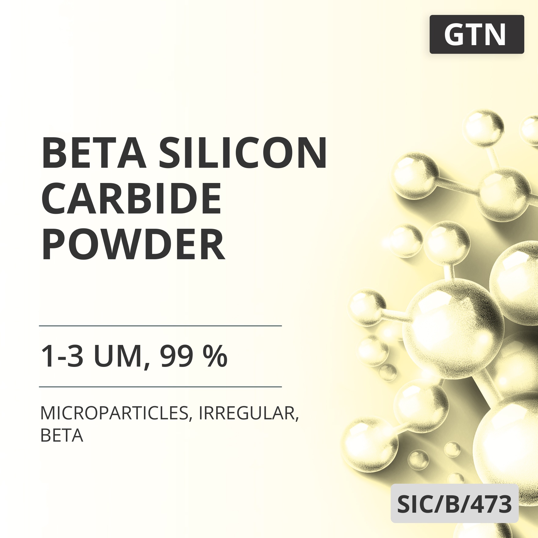 Beta Silicon Carbide Powder, 1-3 um, 99 %, Irregular, Beta (SIC/B/473)
